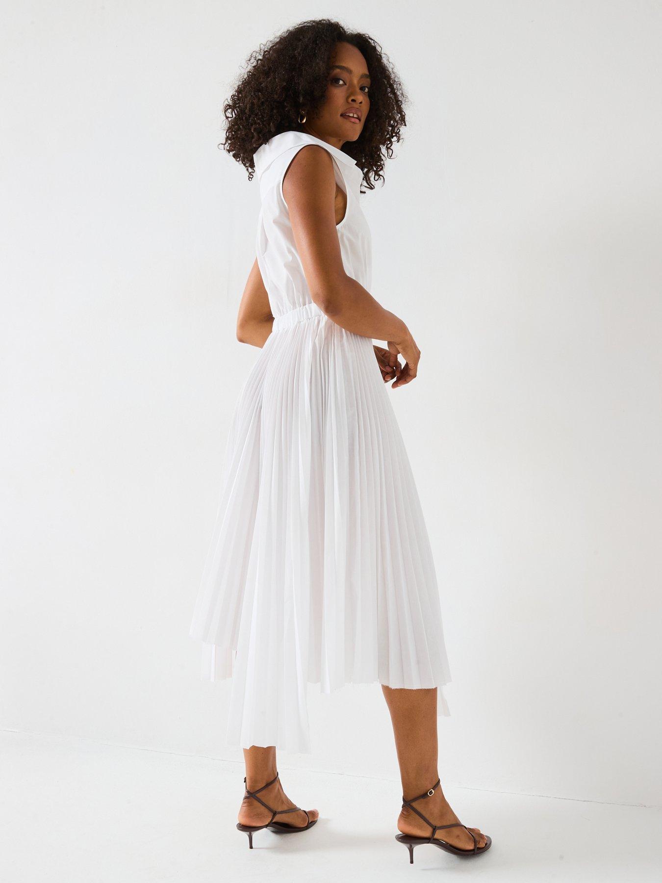 Image 6 of 6 of Mei Meij Pleated Dress &nbsp;- White