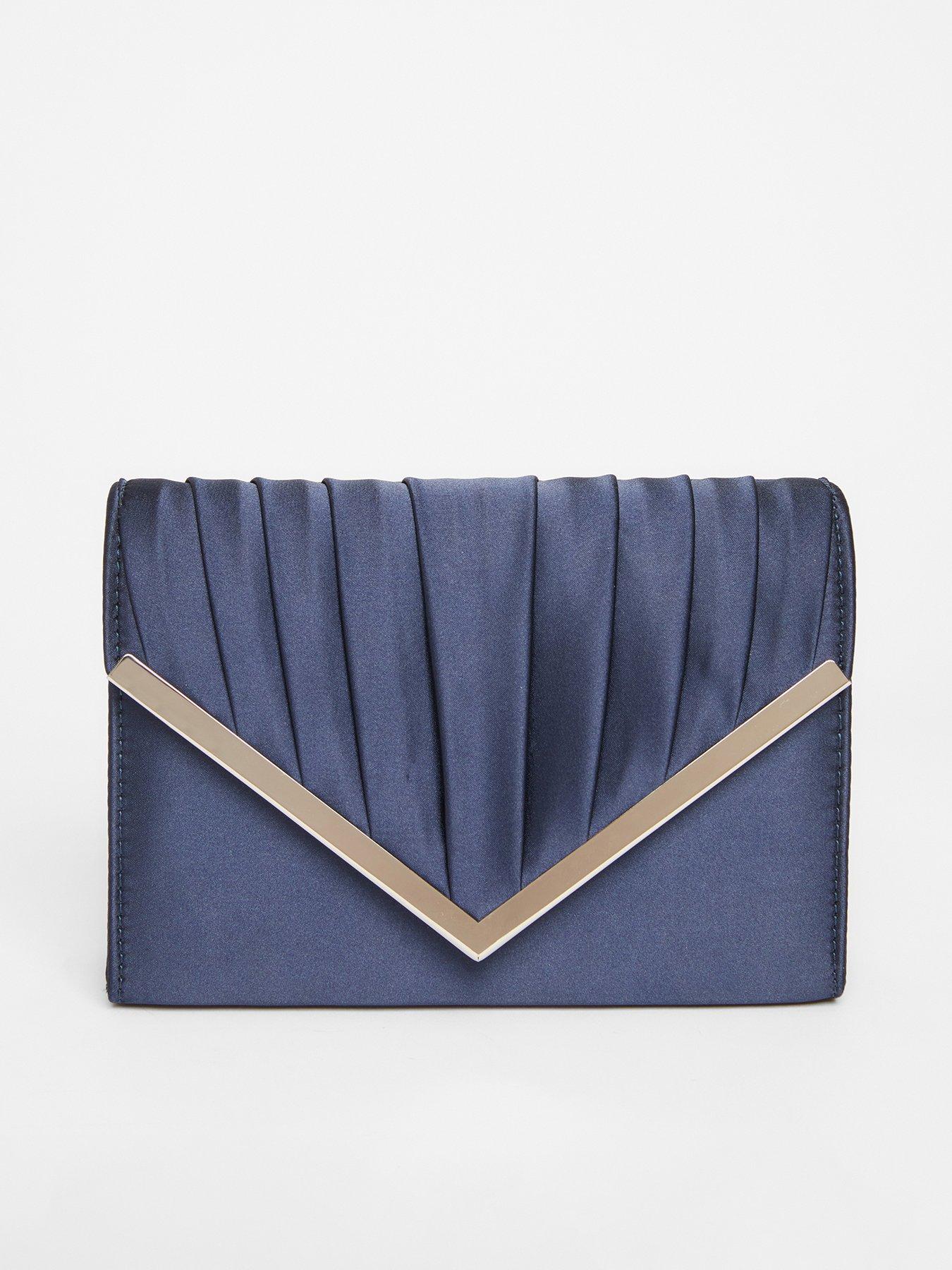 quiz-navy-pleated-clutch-bag