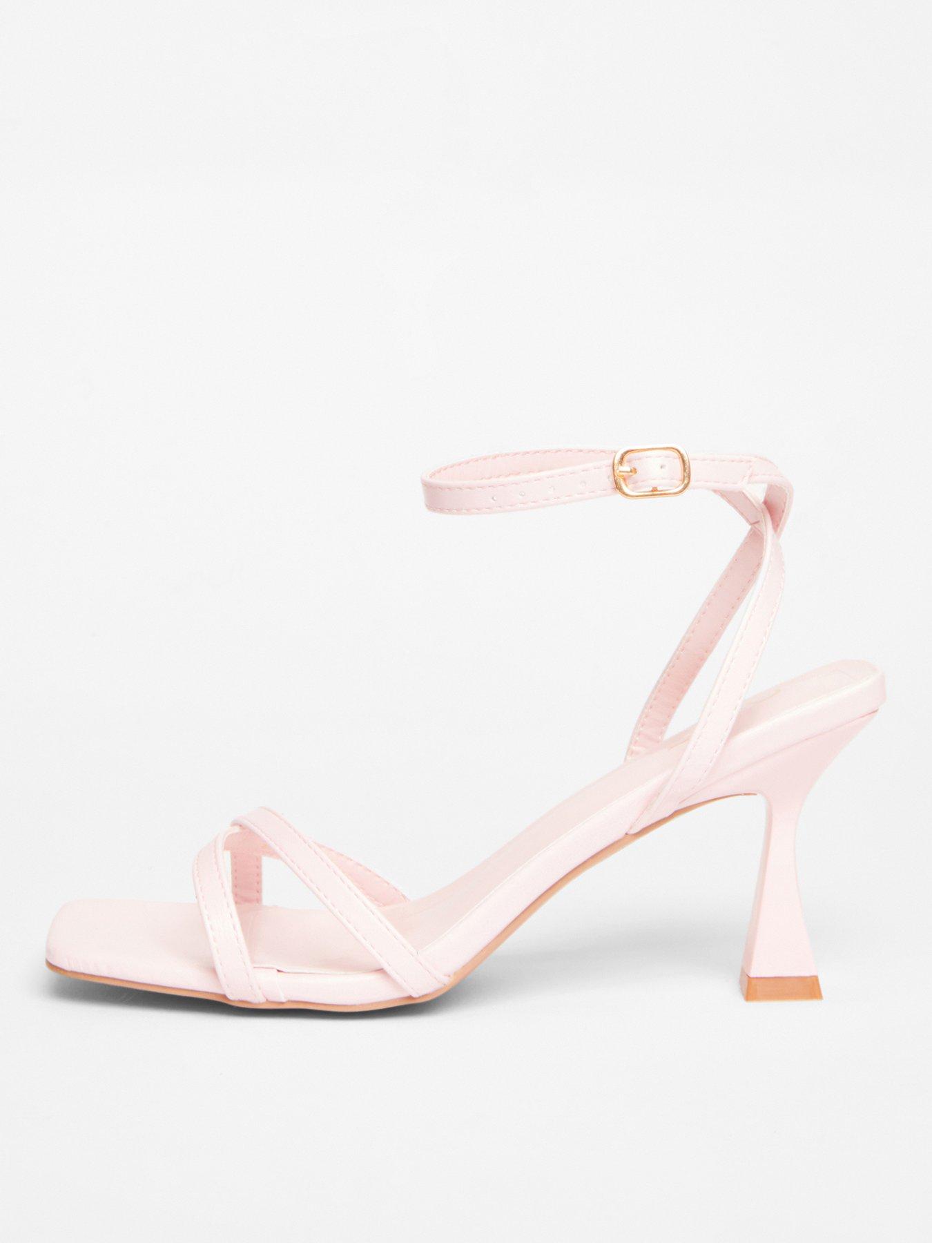  image of quiz-pink-strappy-flared-heels