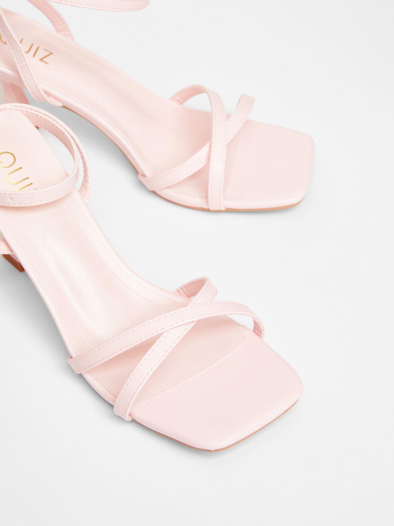 Quiz Pink Strappy Flared Heels | Littlewoods