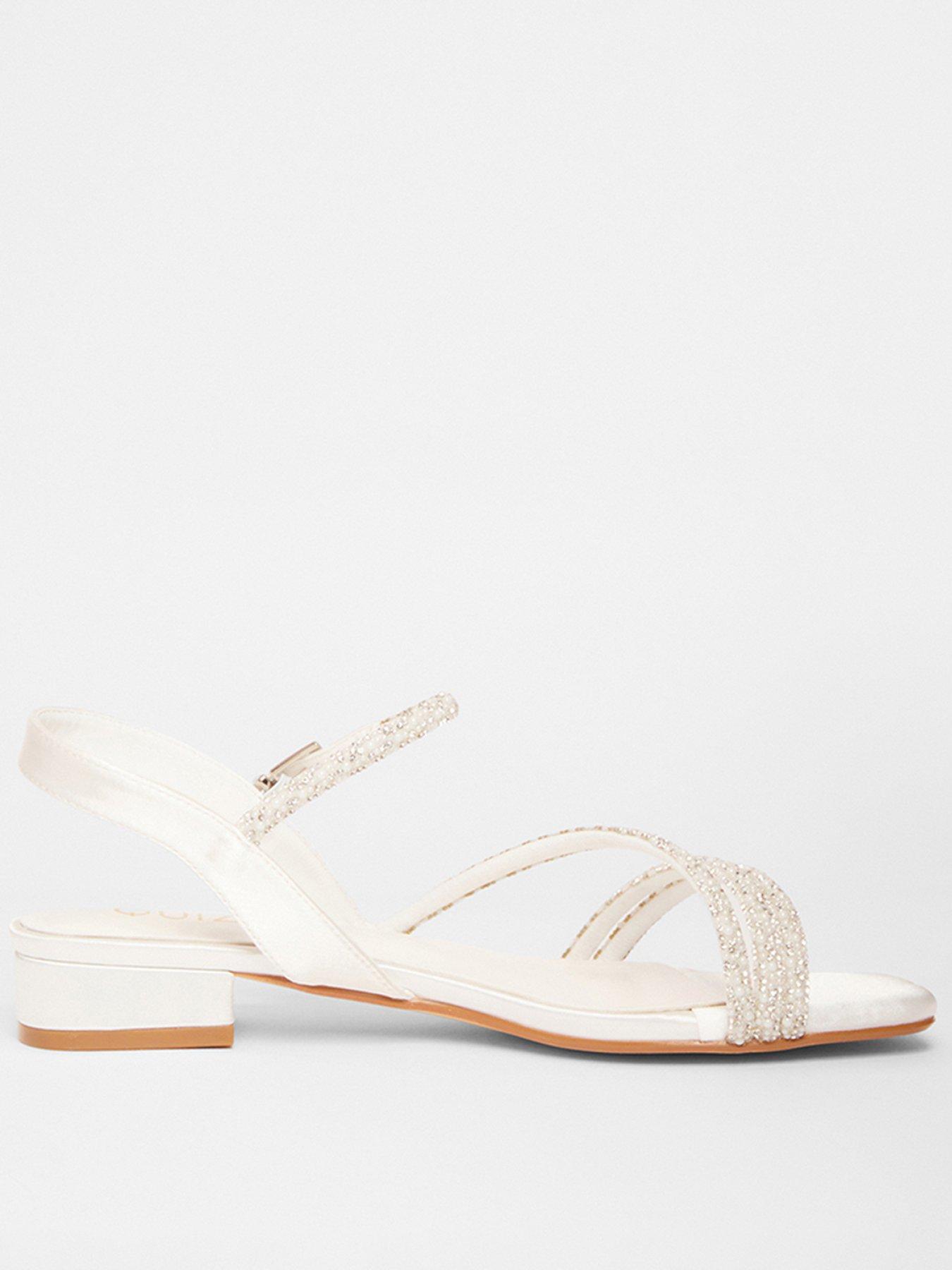 quiz-white-diamante-strappy-flat-sandals