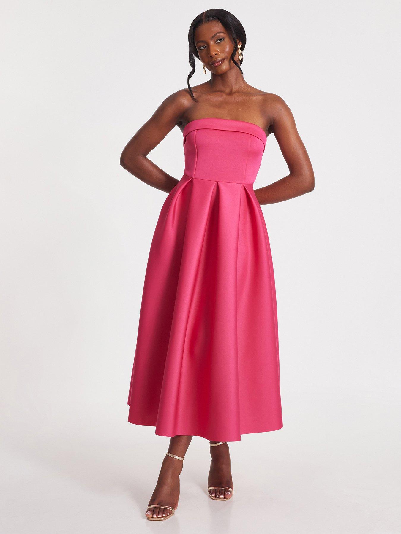 quiz-pink-bandeau-skater-dress