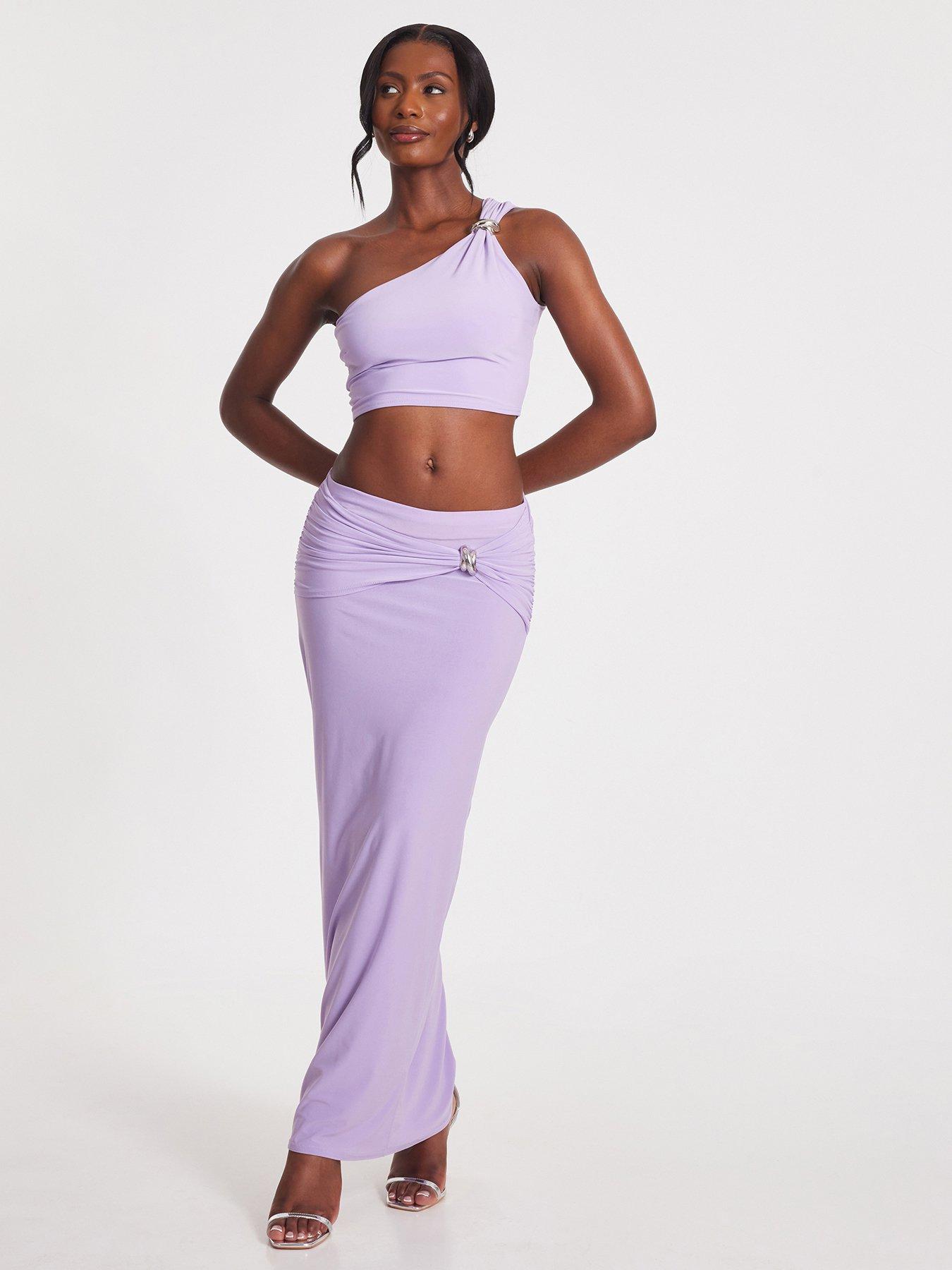  image of quiz-lilac-one-shoulder-crop-top