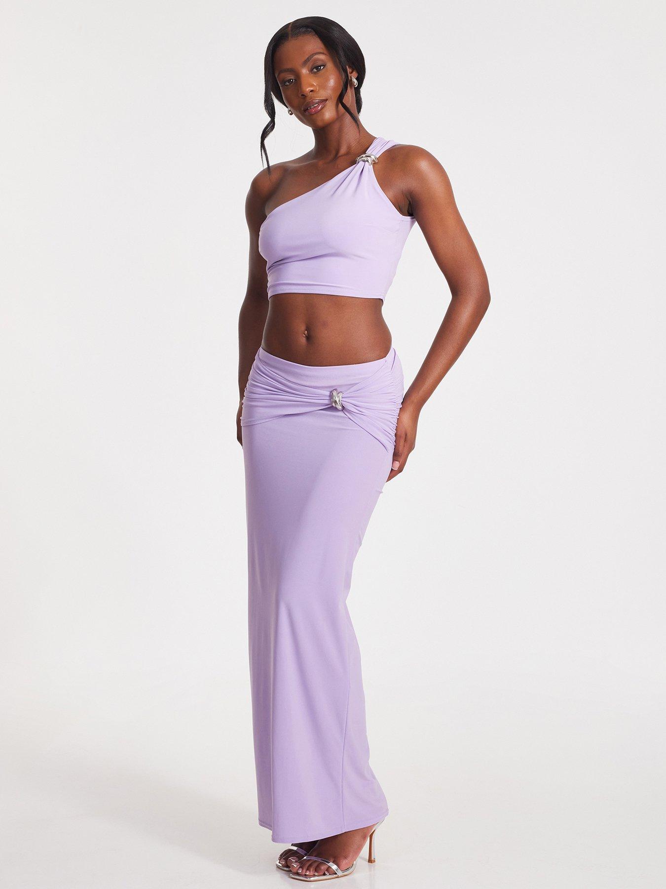  image of quiz-lilac-one-shoulder-crop-top