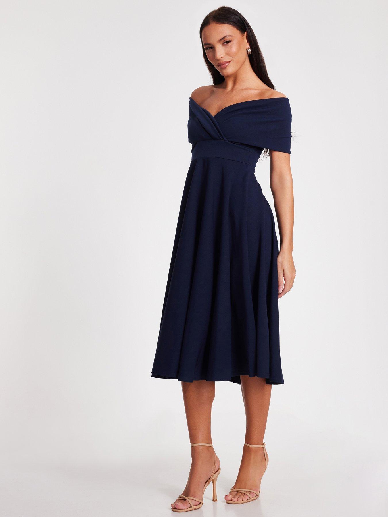  image of quiz-navy-bardot-midi-dress