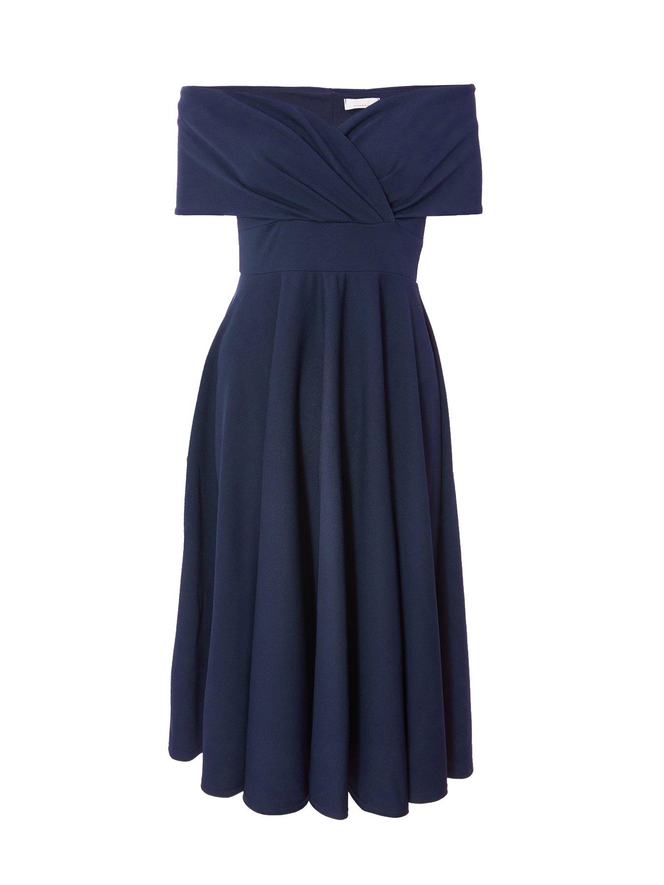  image of quiz-navy-bardot-midi-dress