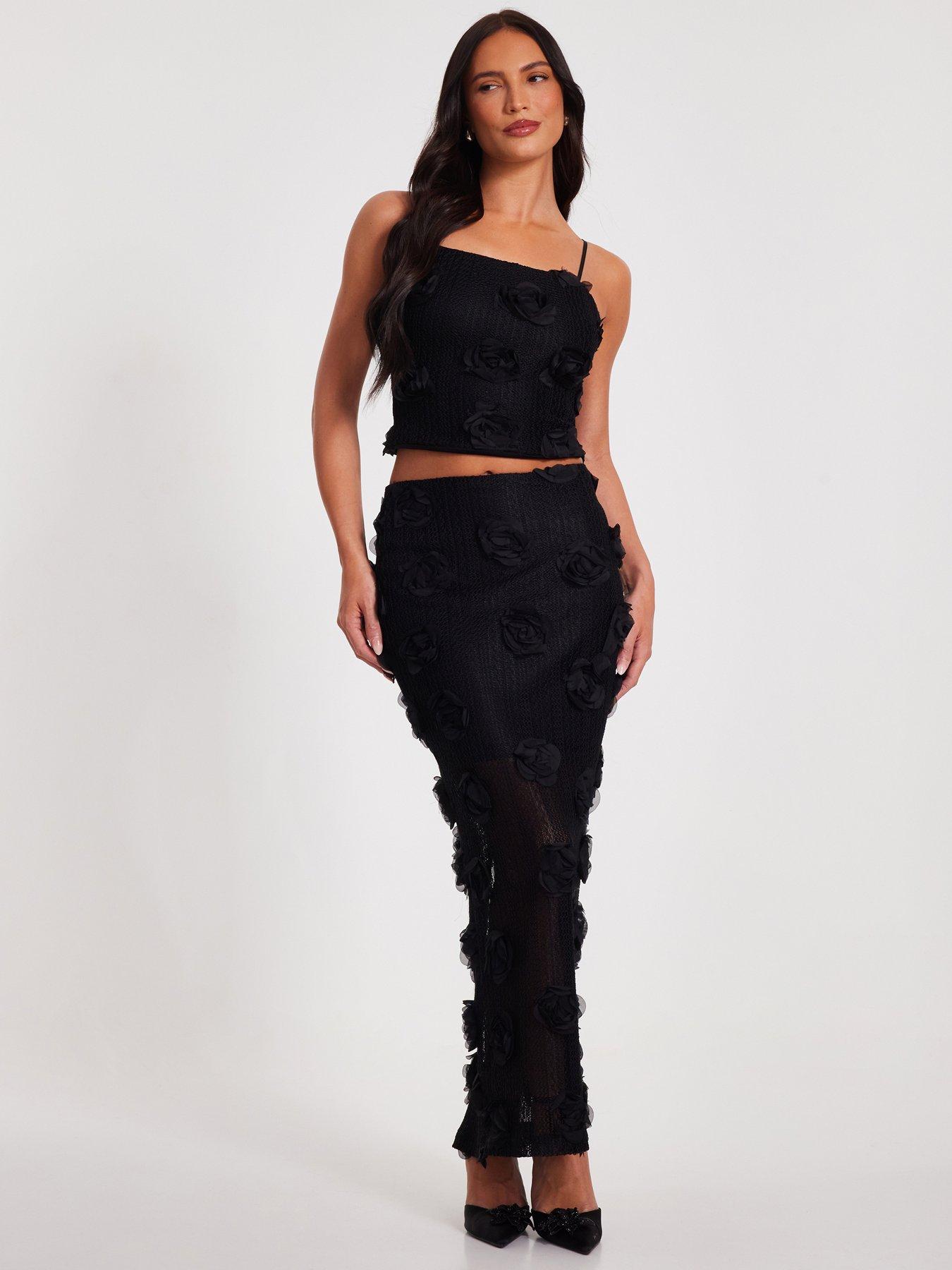 quiz-black-floral-maxi-skirt