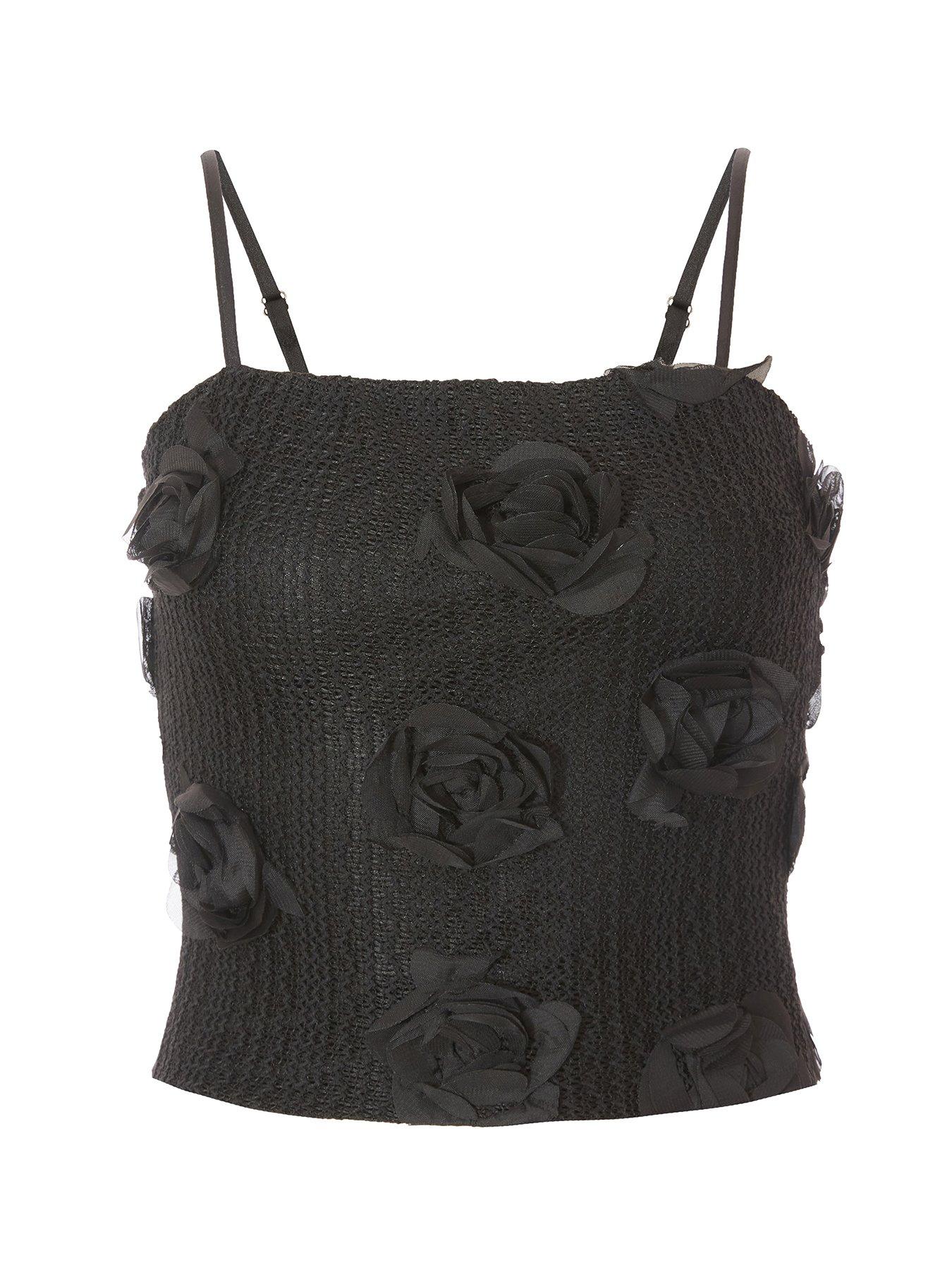  image of quiz-black-floral-crop-top