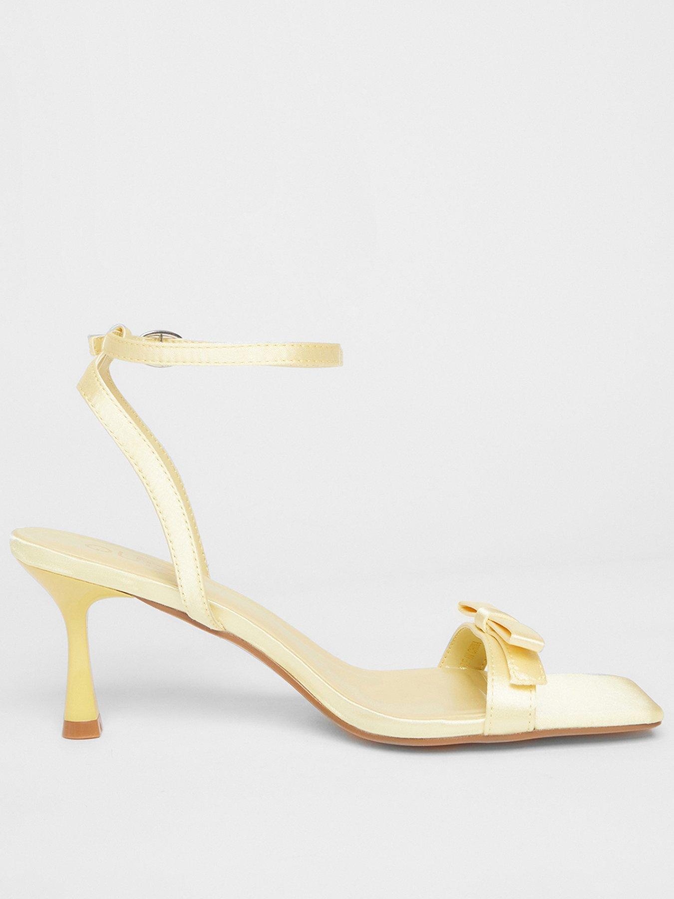  image of quiz-yellow-satin-bow-heels