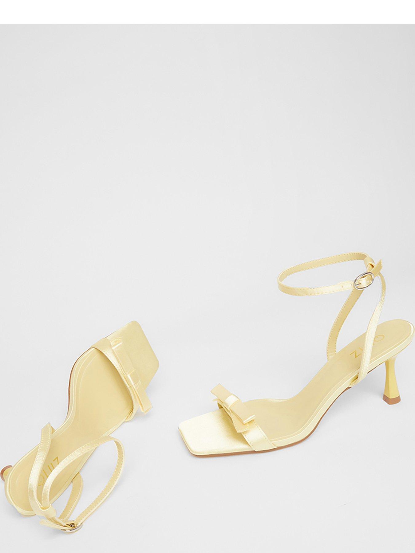  image of quiz-yellow-satin-bow-heels