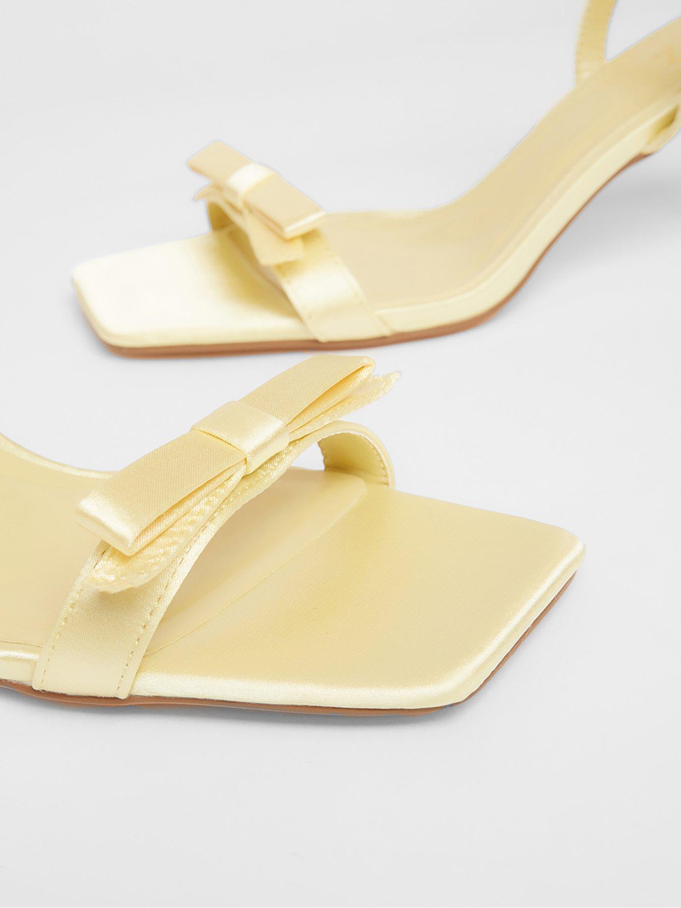  image of quiz-yellow-satin-bow-heels