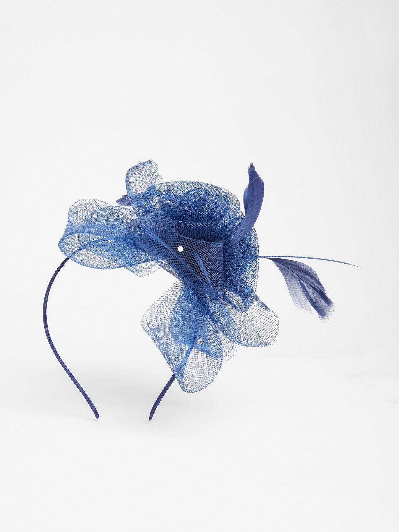 undefined Navy Feather Headband Fascinator