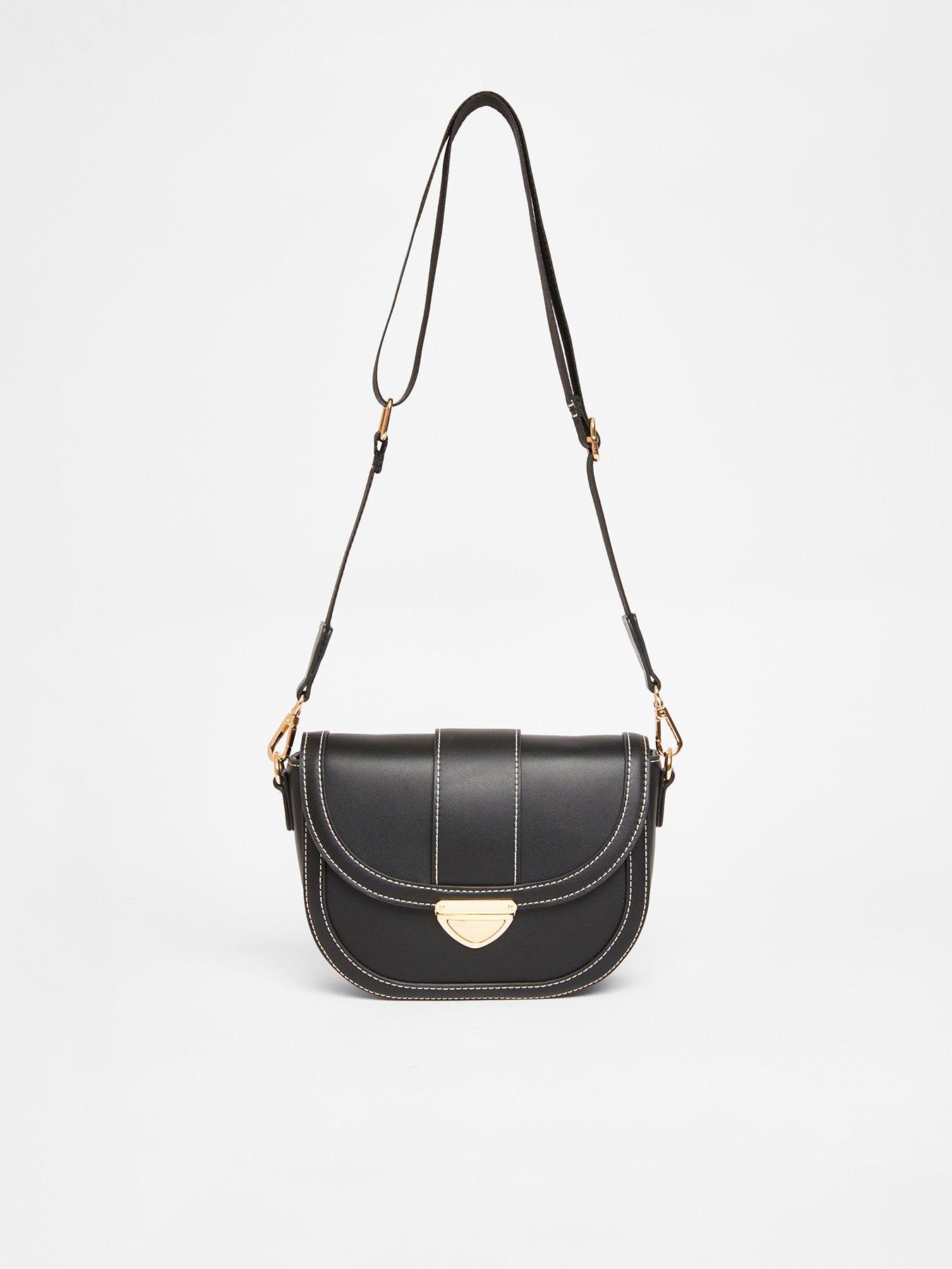 quiz-black-contrast-stitch-cross-body-bag