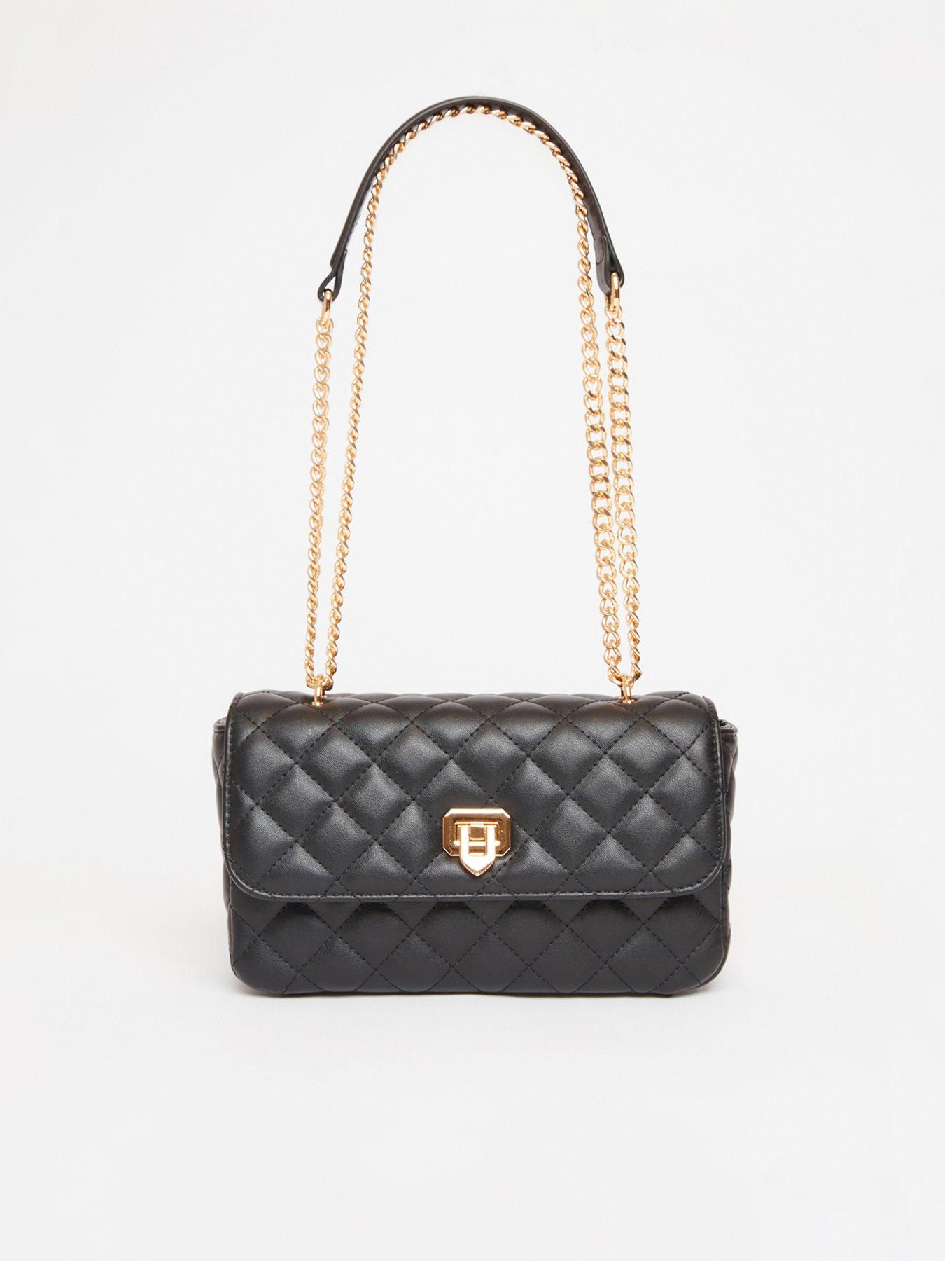 quiz-black-quilted-cross-body-bag