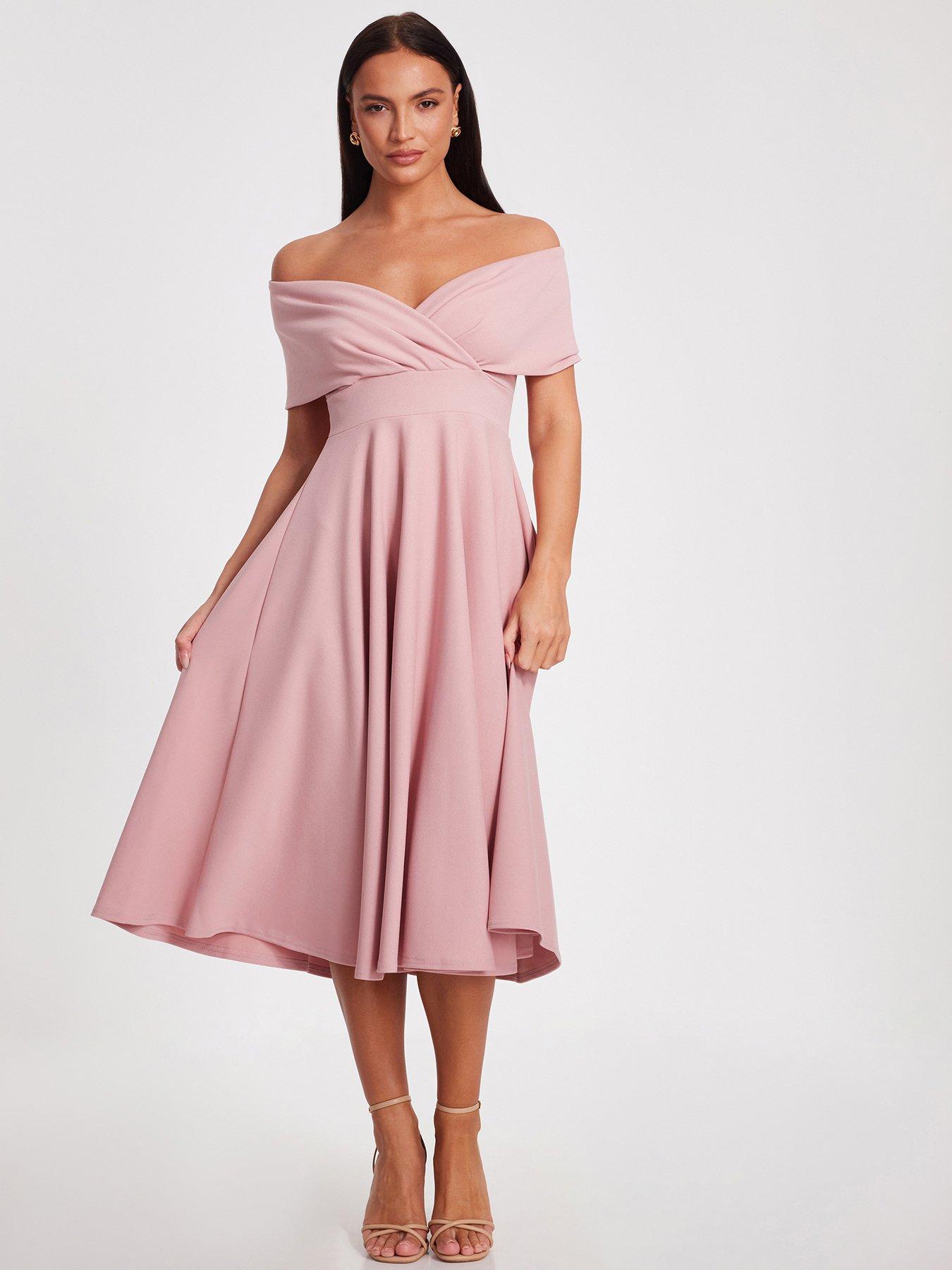  image of quiz-blush-bardot-midi-dress