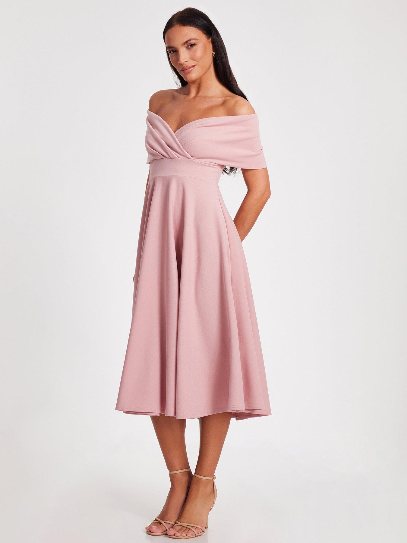  image of quiz-blush-bardot-midi-dress