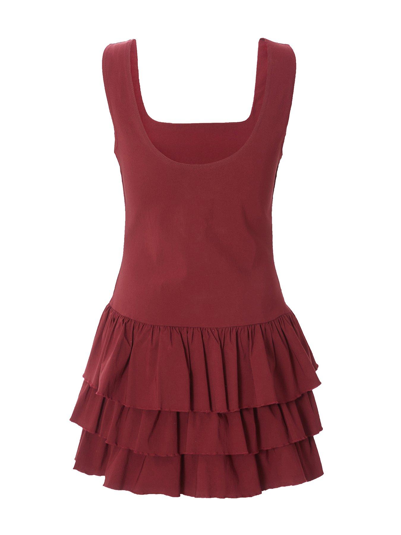  image of quiz-dark-red-layered-mini-dress