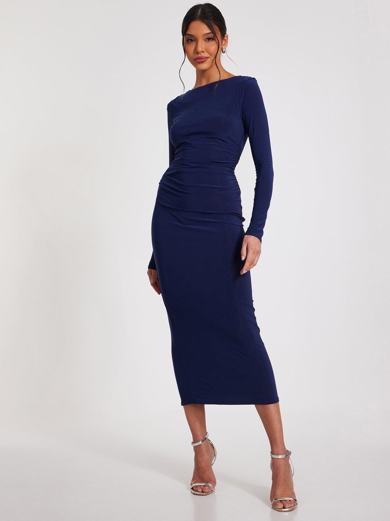undefined Indigo Ruched Midaxi Dress