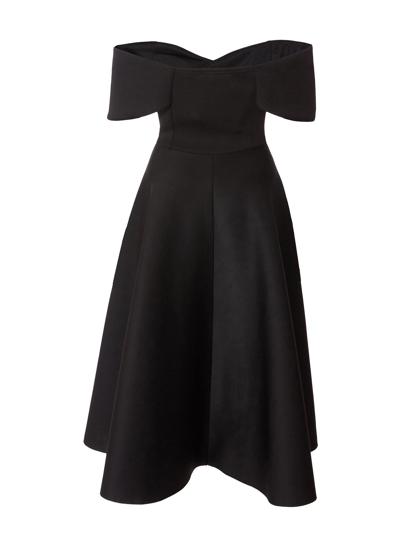  image of quiz-black-bardot-midi-skater-dress