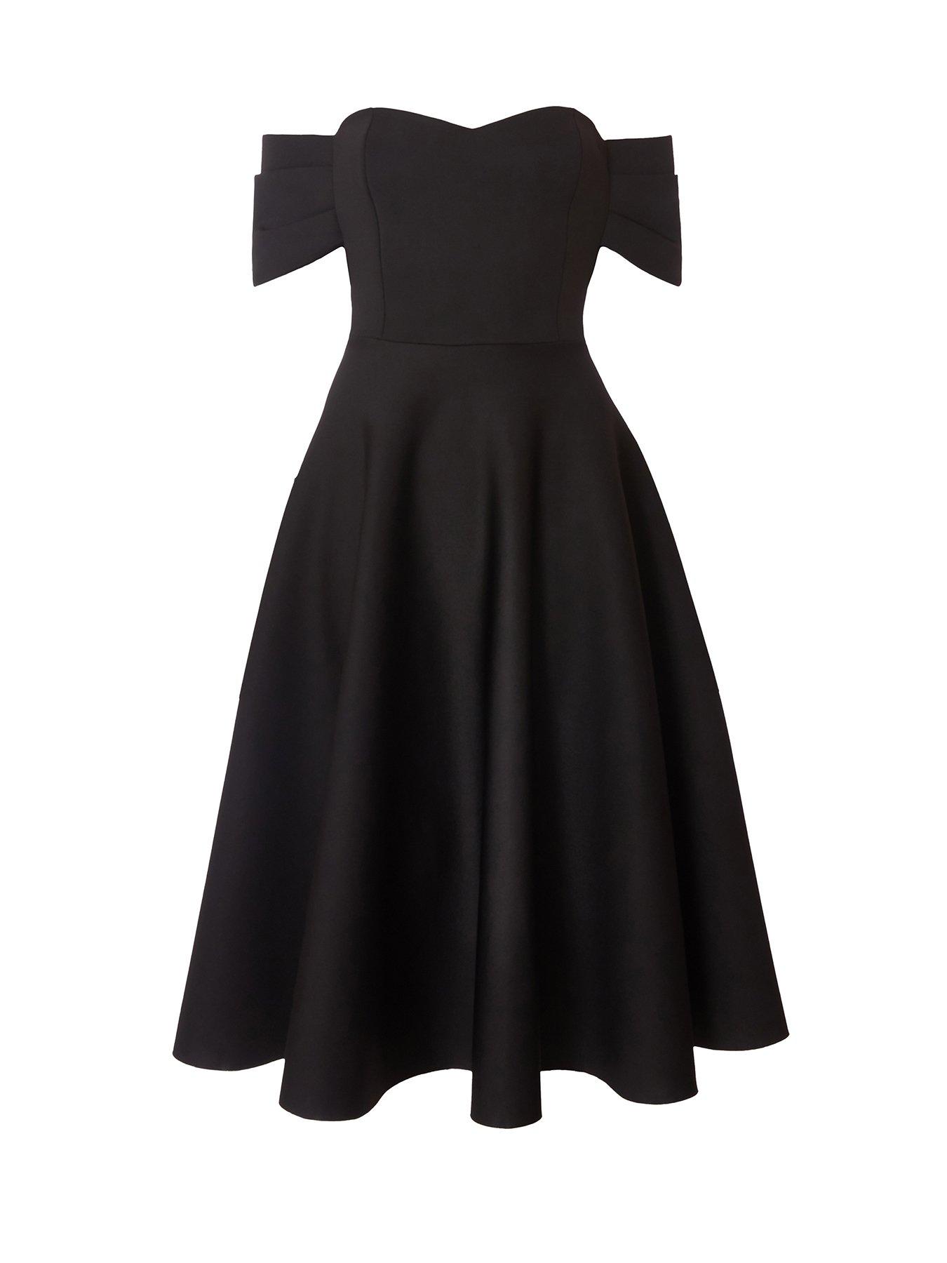  image of quiz-black-bardot-midi-skater-dress
