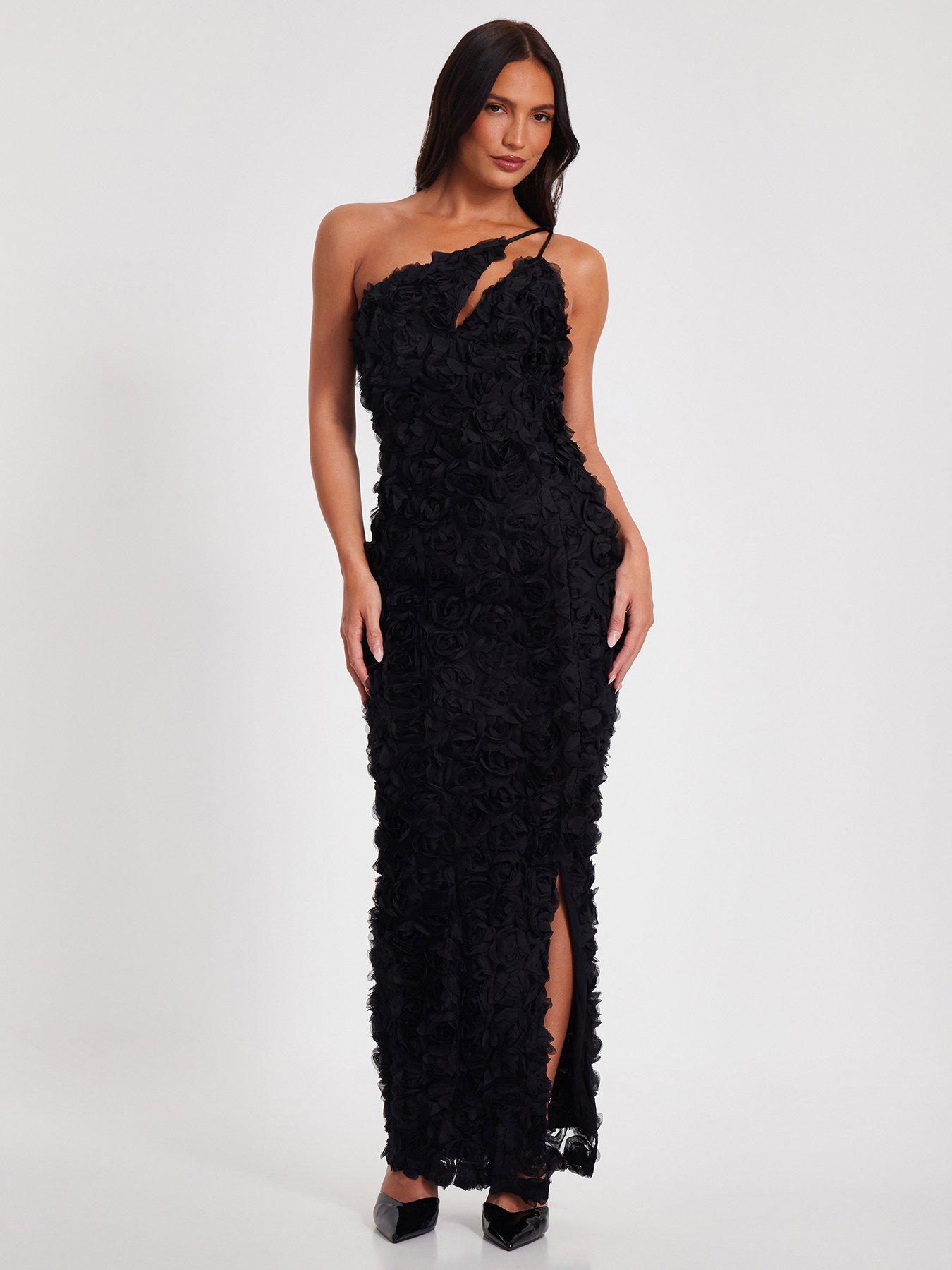 quiz-black-one-shoulder-floral-maxi-dress