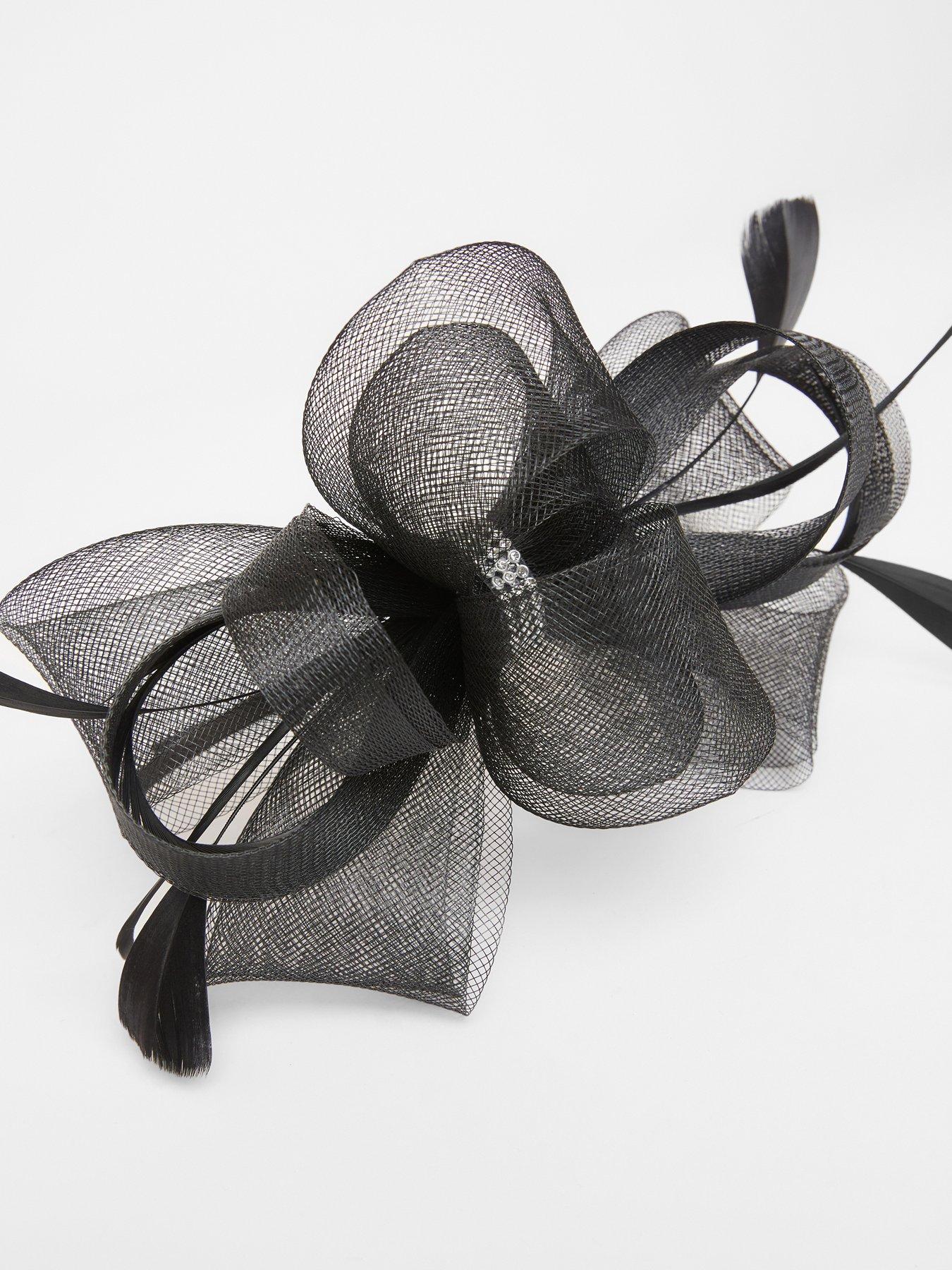  image of quiz-black-diamante-bow-headband-fascinator