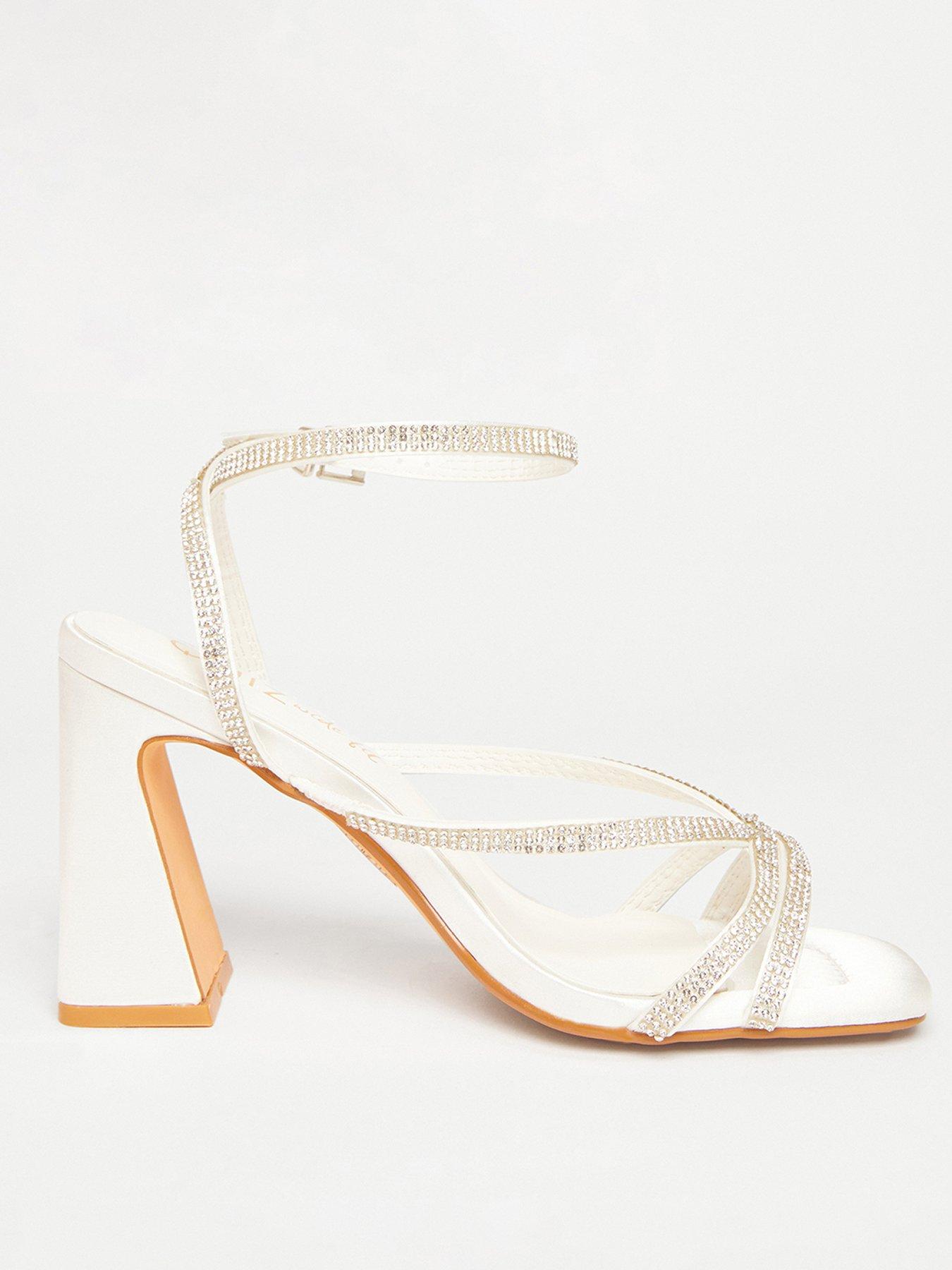 undefined Bridal Wide Fit Diamante Block Heels