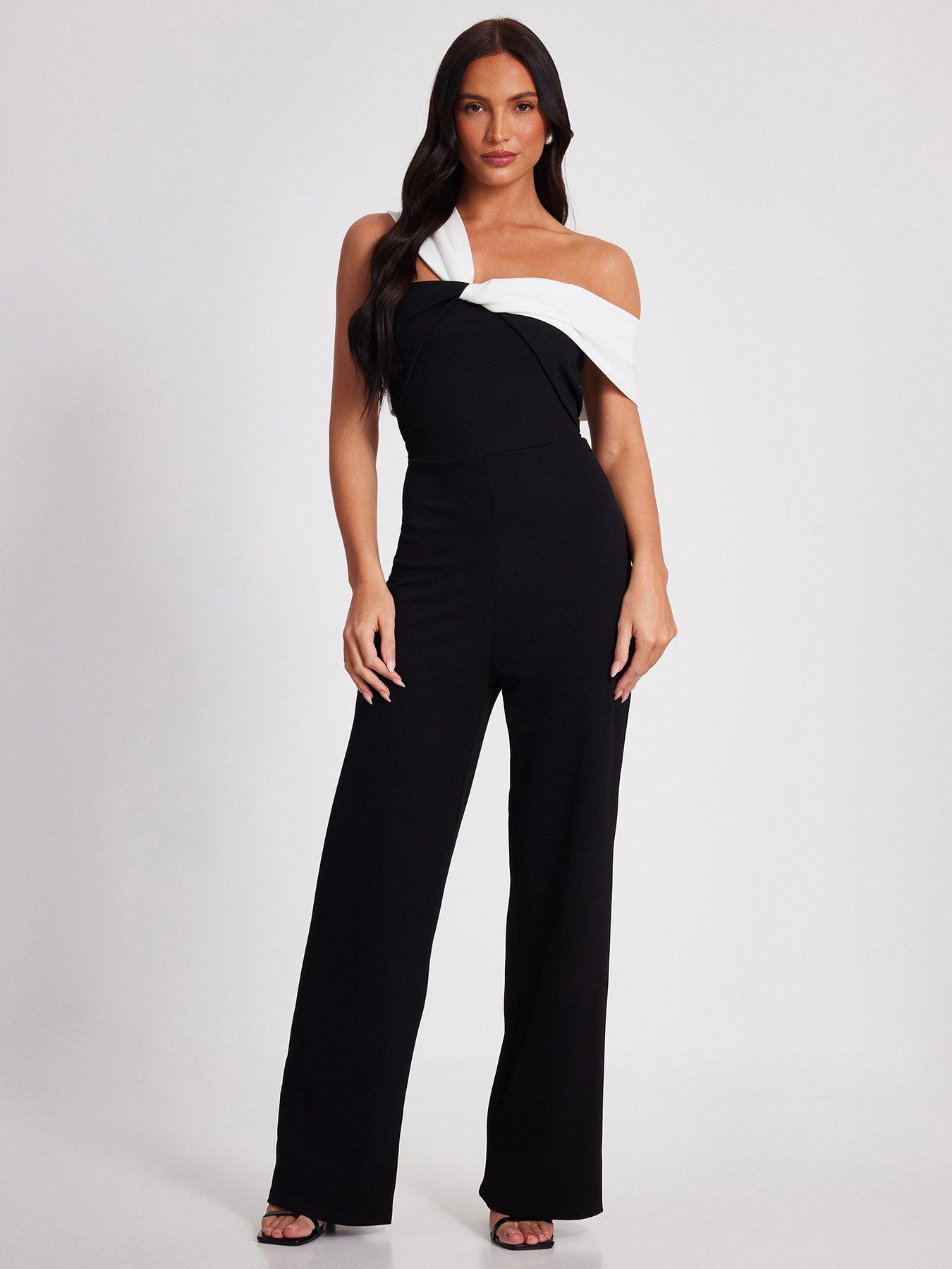 undefined Black Contrast Bardot Jumpsuit