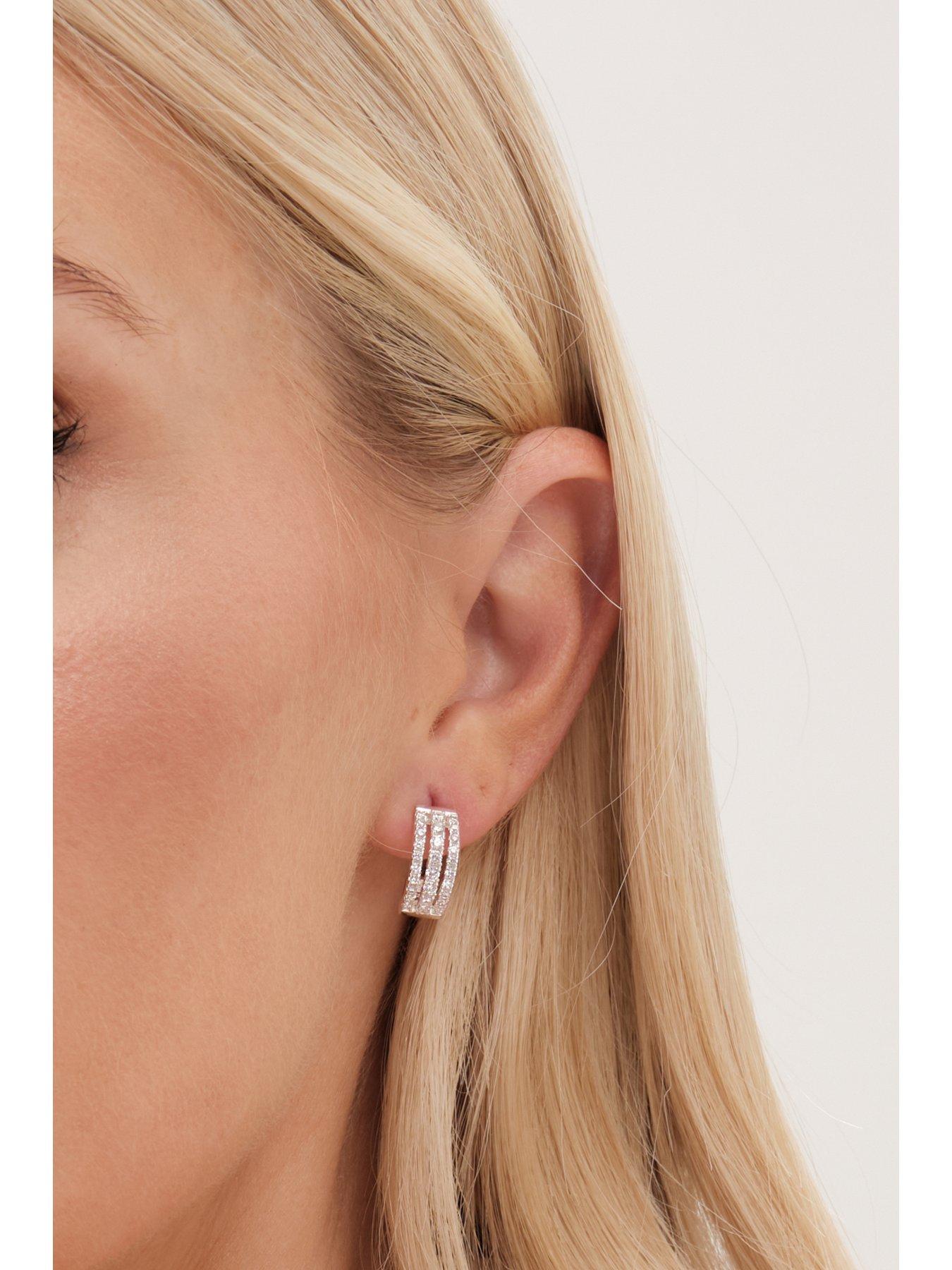  image of simply-silver-sterling-silver-925-cubic-zirconia-triple-row-hoop-earrings