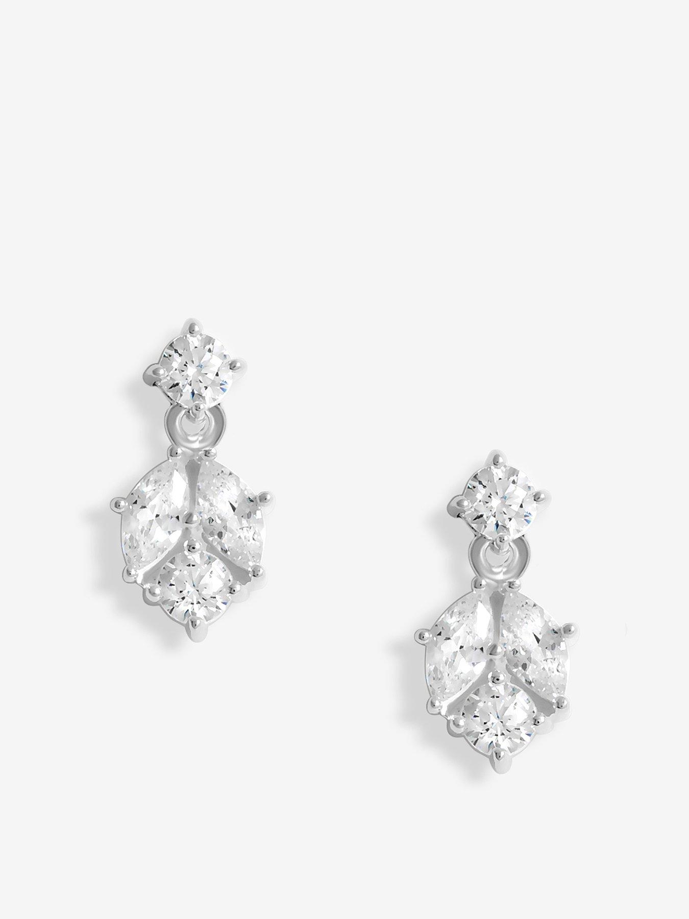  image of simply-silver-sterling-silver-925-cubic-zirconia-round-drop-stud-earrings