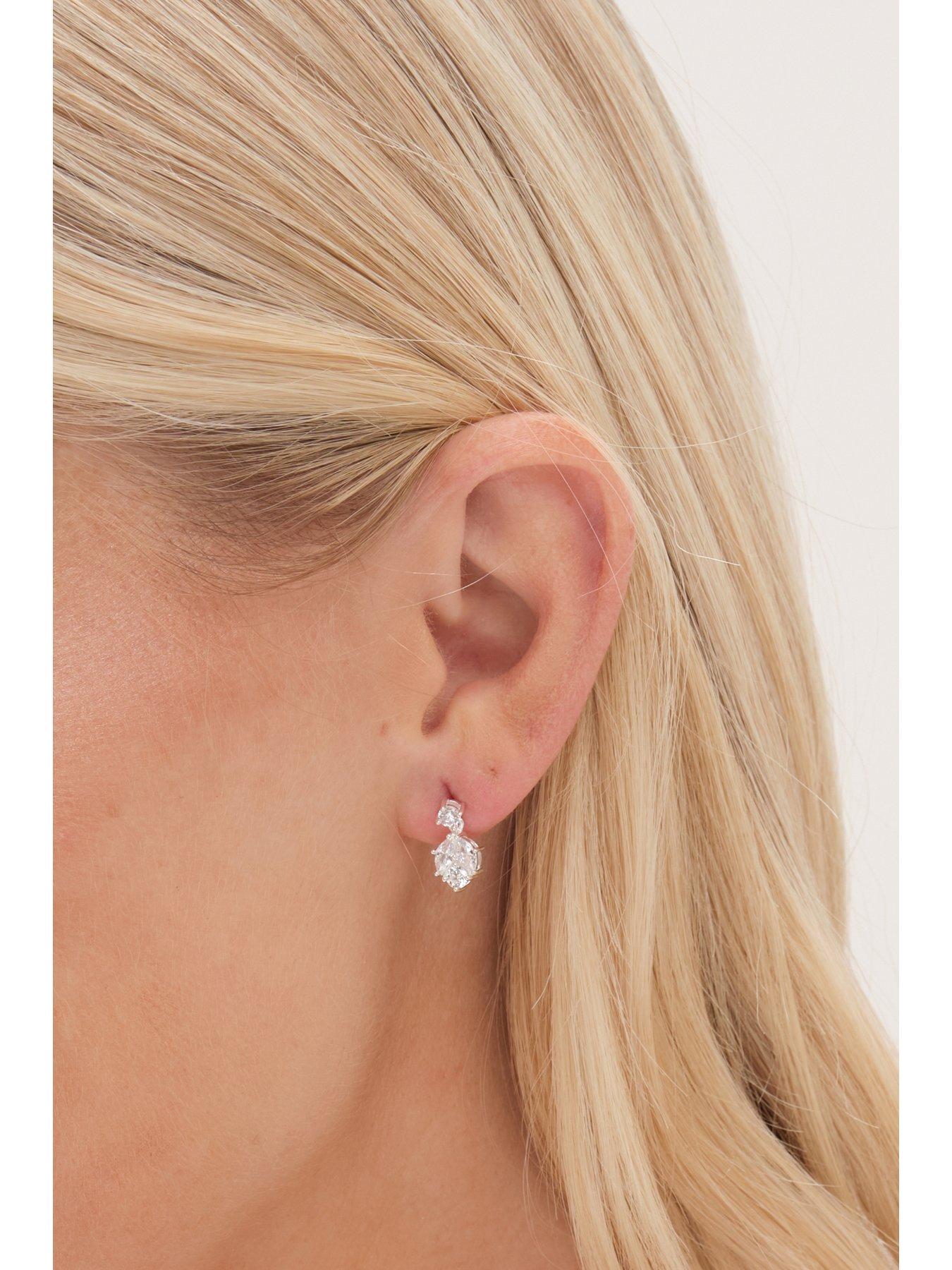  image of simply-silver-sterling-silver-925-cubic-zirconia-round-drop-stud-earrings
