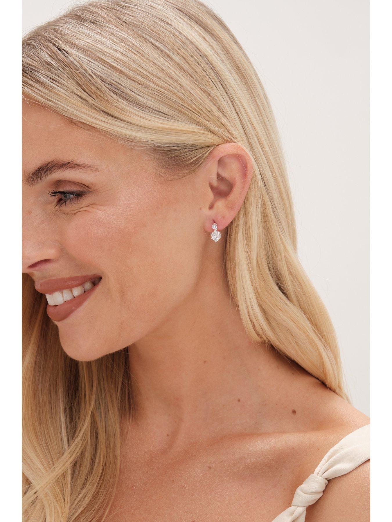  image of simply-silver-sterling-silver-925-cubic-zirconia-round-drop-stud-earrings