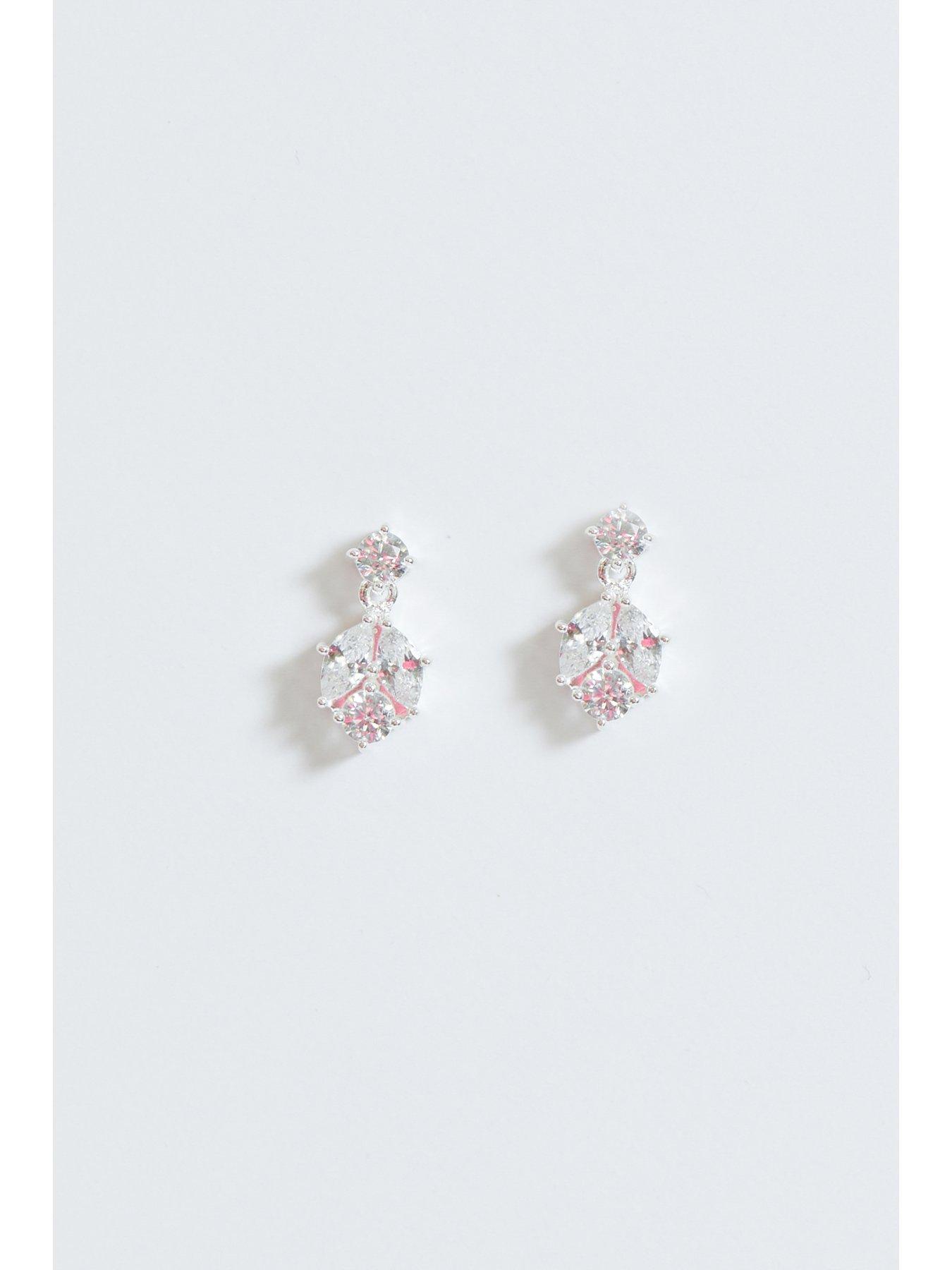  image of simply-silver-sterling-silver-925-cubic-zirconia-round-drop-stud-earrings