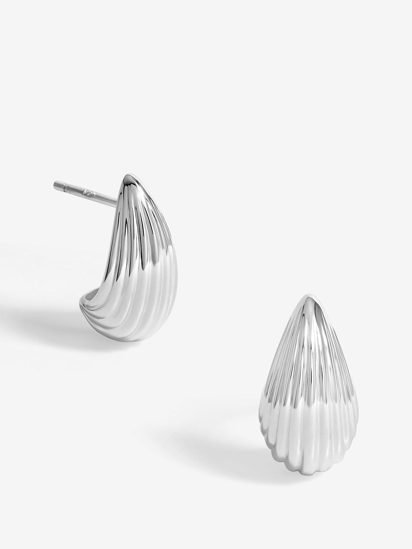  image of simply-silver-sterling-silver-925-polished-ridged-dome-hoop-earrings