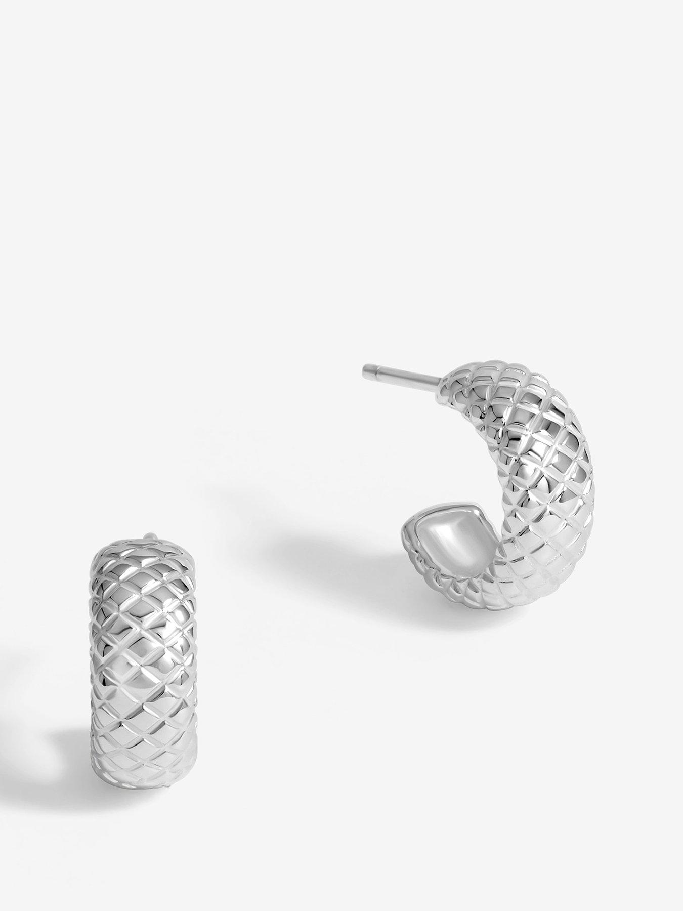 Simply Silver Sterling Silver 925 Polsihed Snake Textured Hoop Earrings