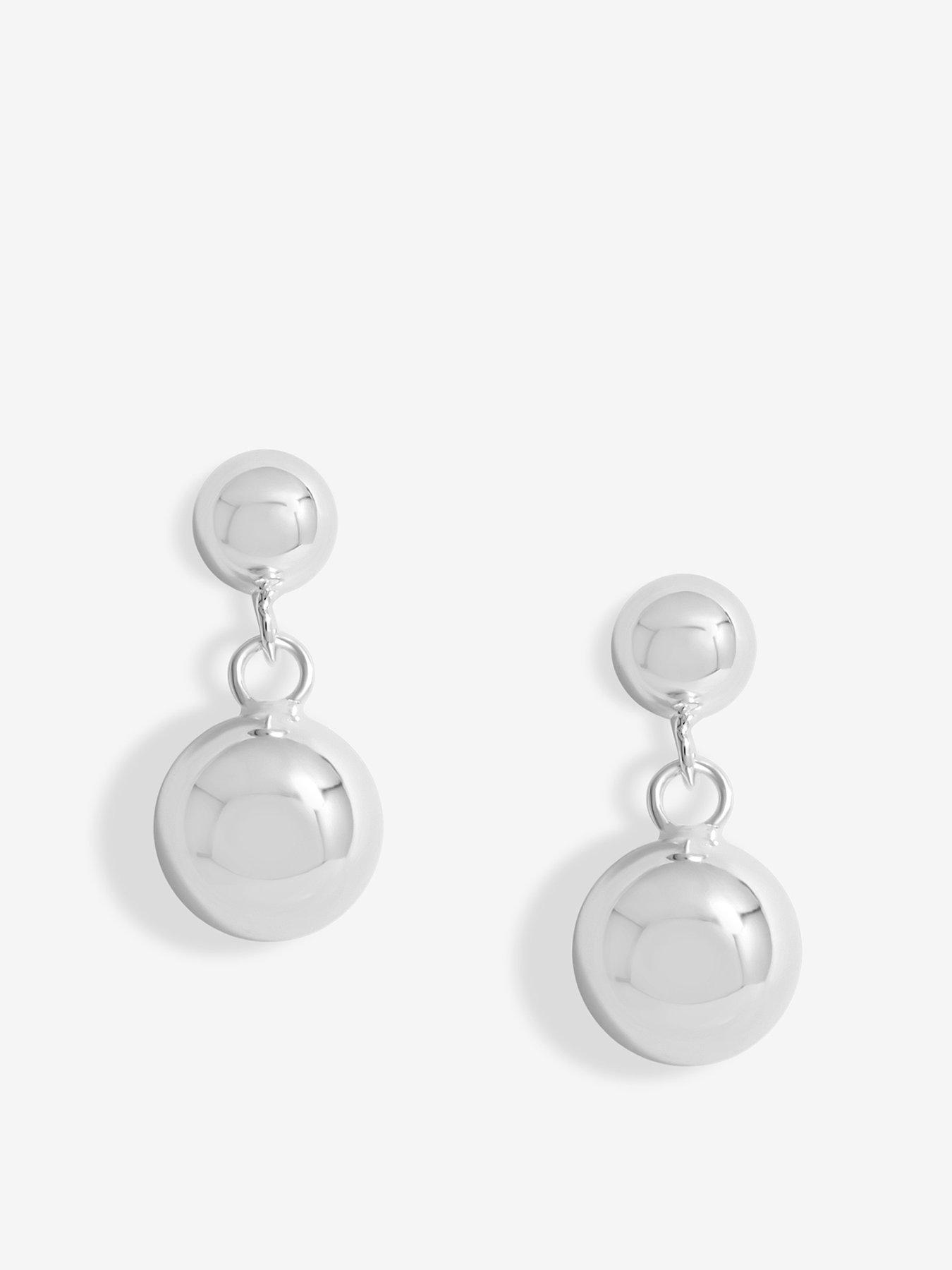 Simply Silver Sterling Silver 925 Polished Orb Double Drop Stud Earrings