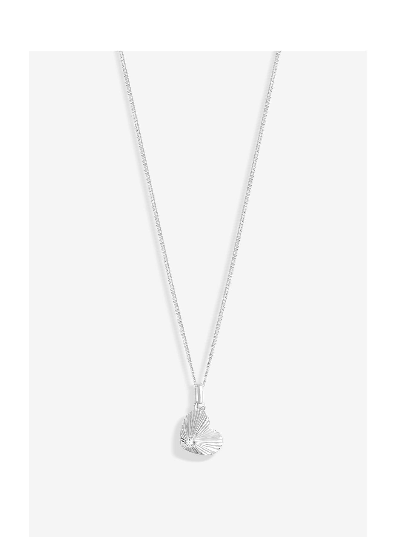 undefined Sterling Silver 925 Polished Diamond Cut Heart Pendant - incl chain cost
