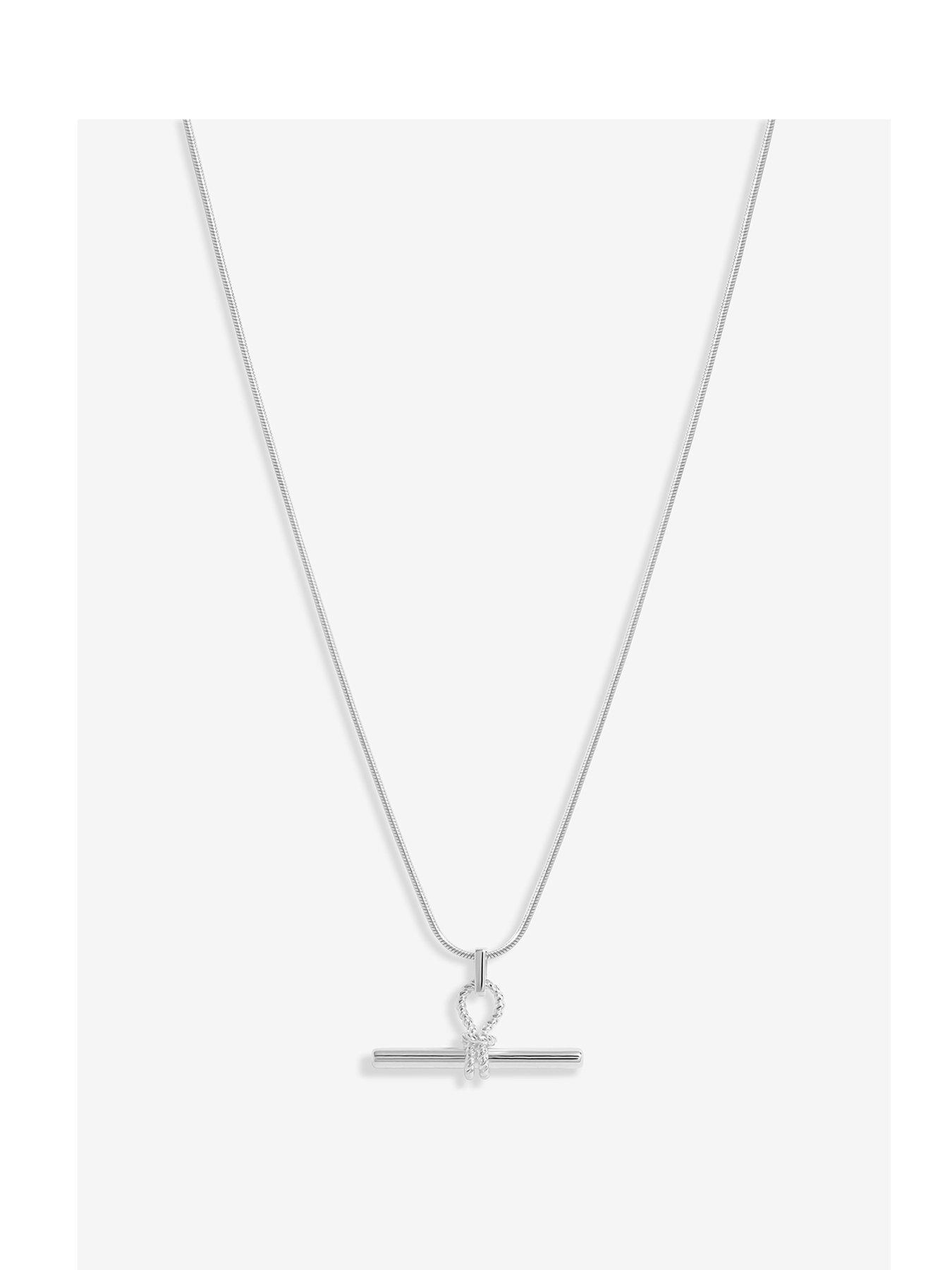  image of simply-silver-sterling-silver-925-polished-textured-t-bar-pendant