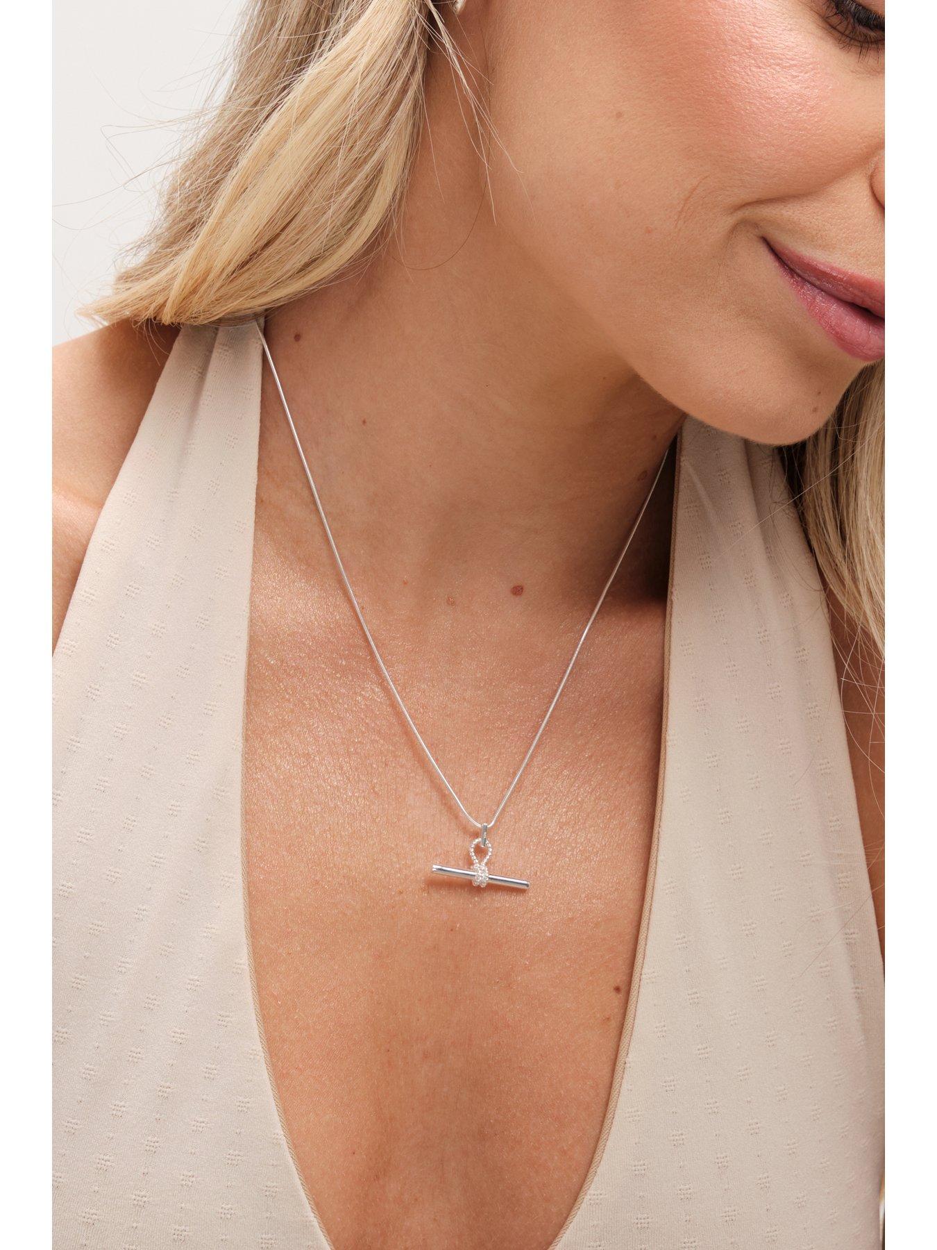  image of simply-silver-sterling-silver-925-polished-textured-t-bar-pendant