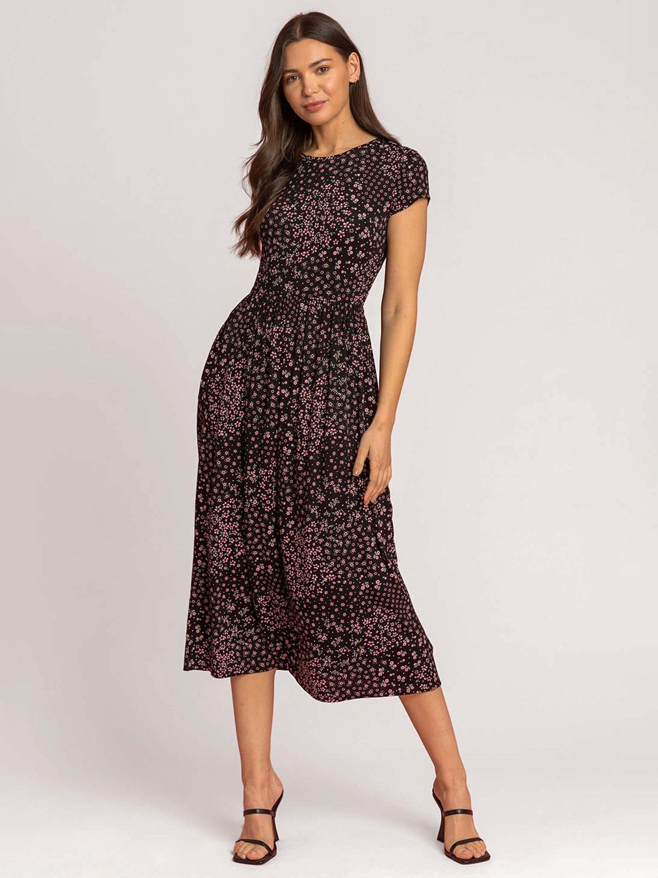  image of roman-patchwork-floral-stretch-jersey-dress