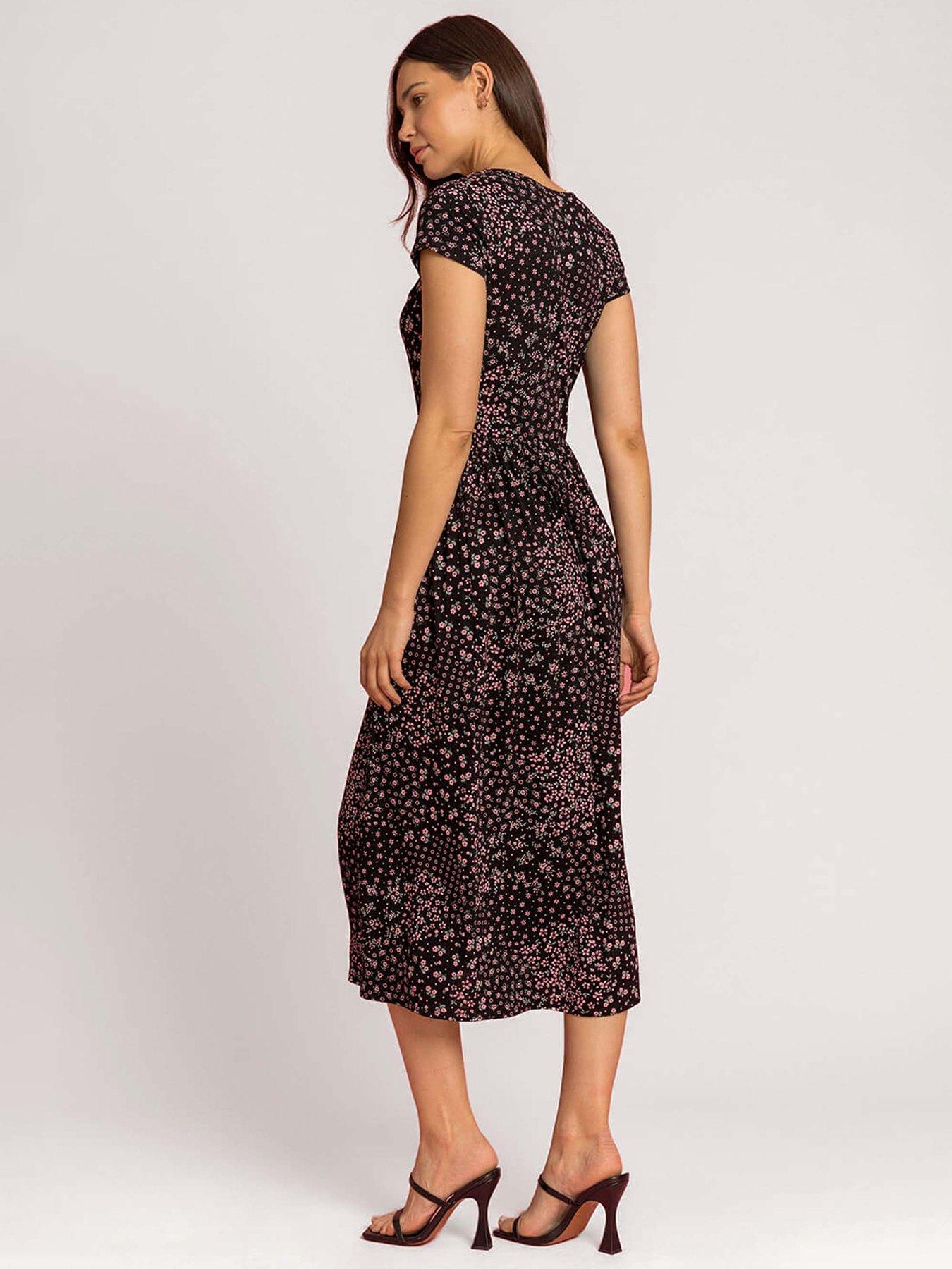  image of roman-patchwork-floral-stretch-jersey-dress