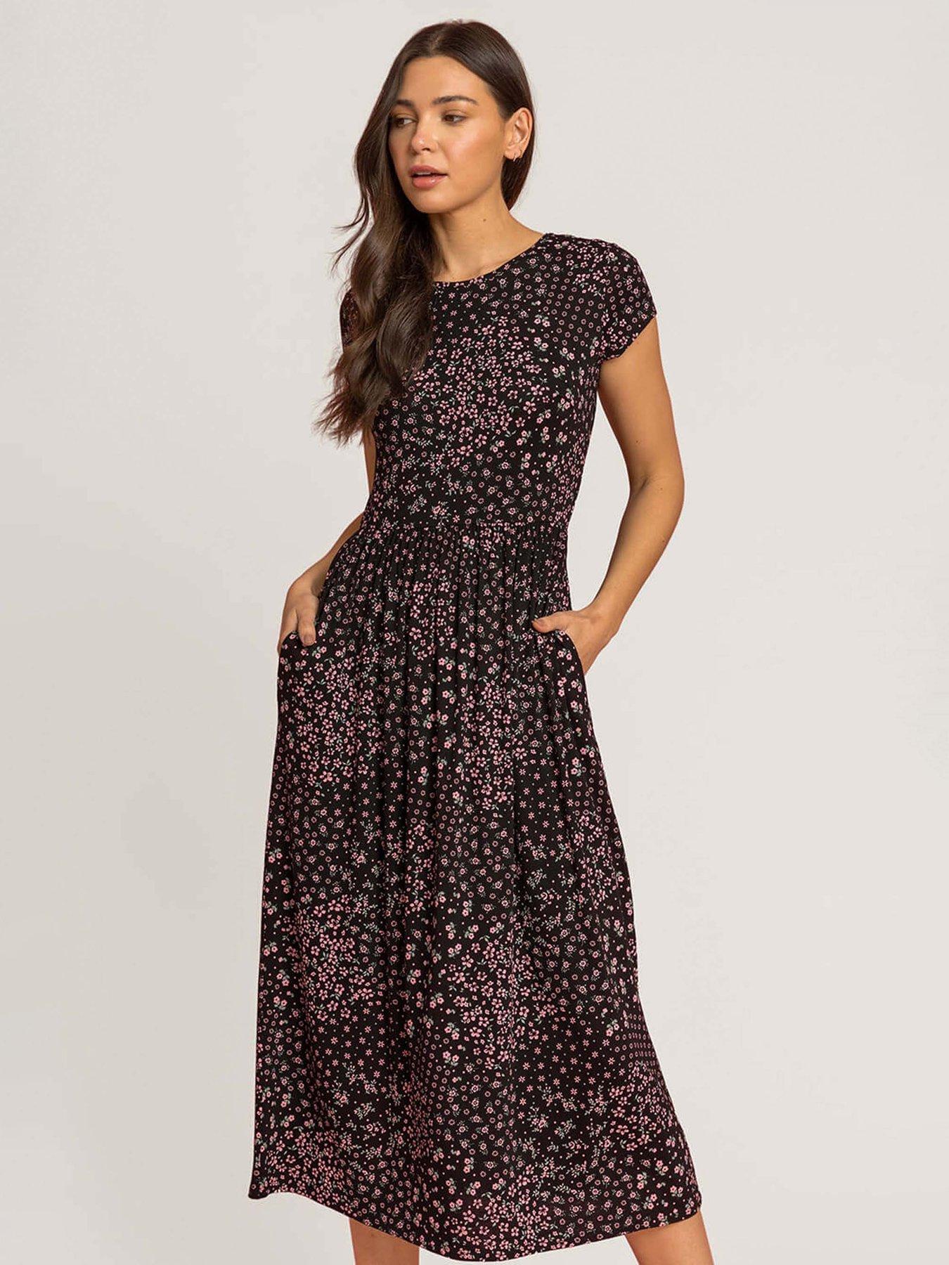  image of roman-patchwork-floral-stretch-jersey-dress