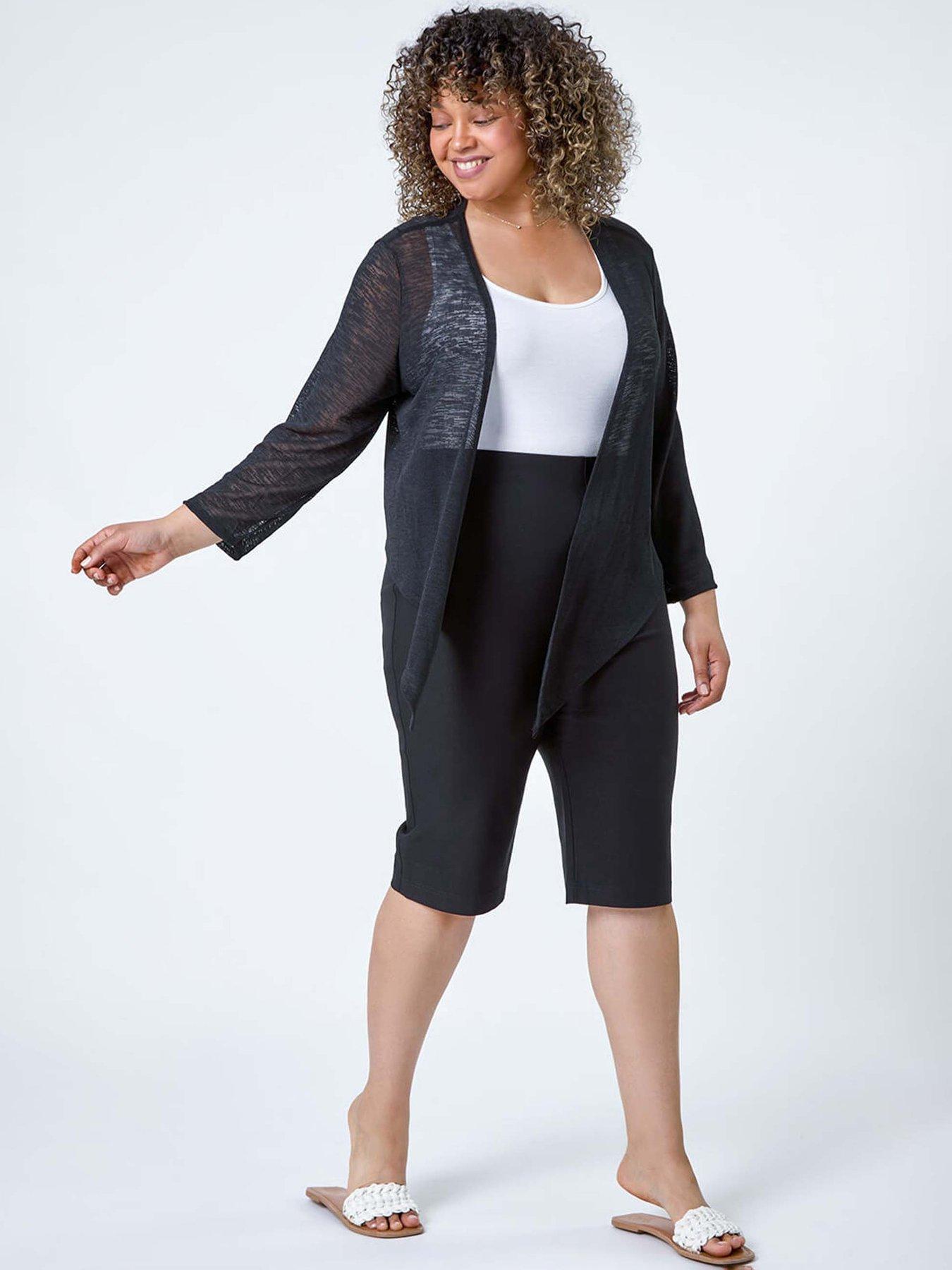  image of roman-curve-knee-length-elastic-waist-shorts