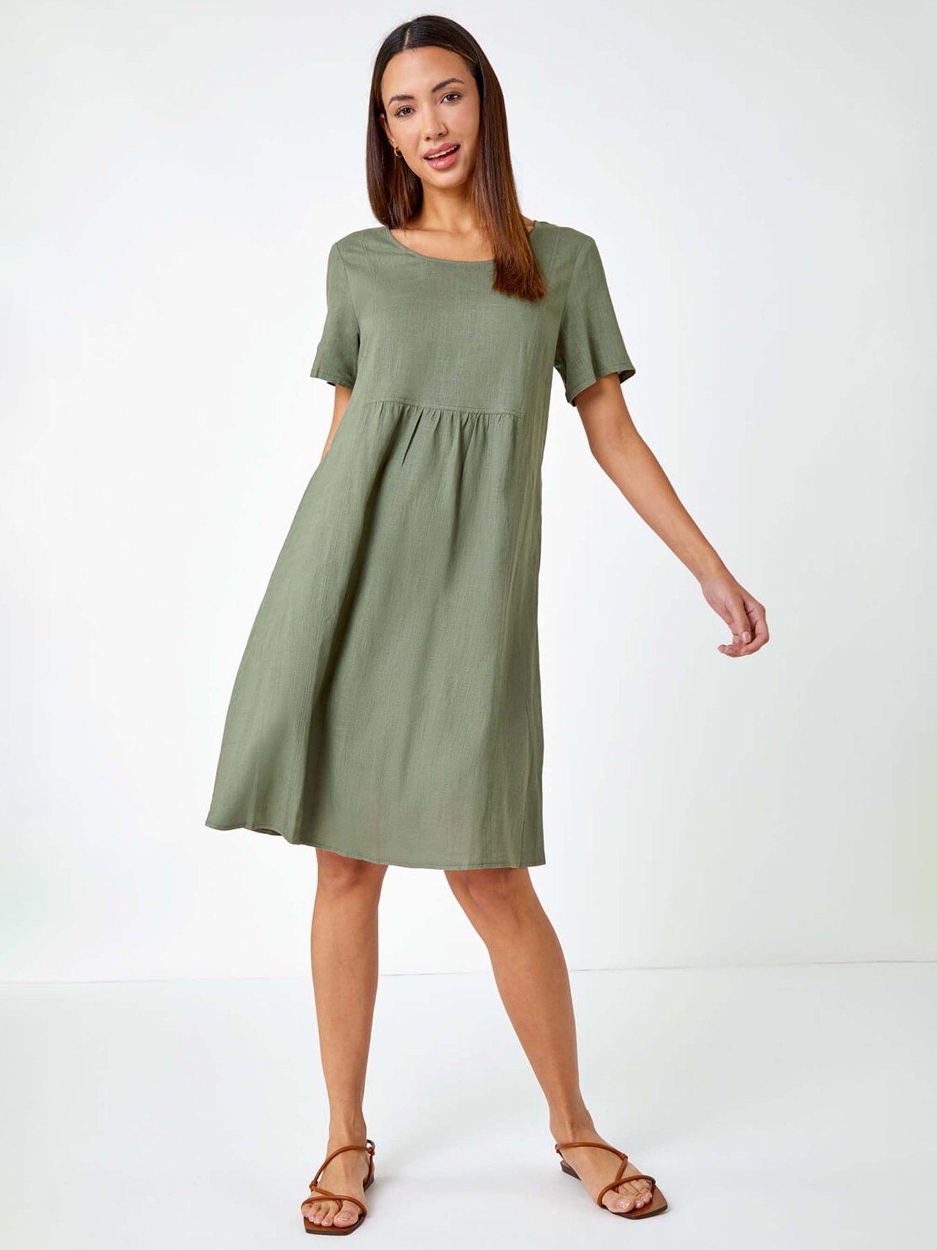 undefined Relaxed Cotton Blend Pocket Dress