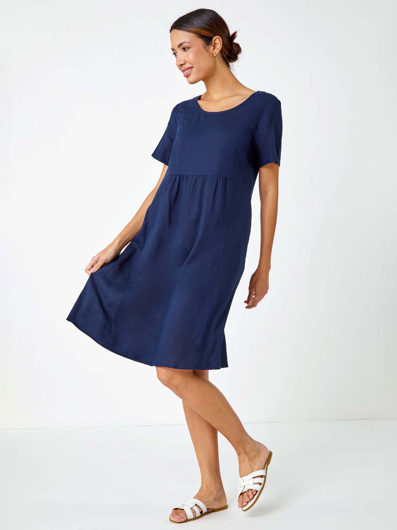 undefined Relaxed Cotton Blend Pocket Dress