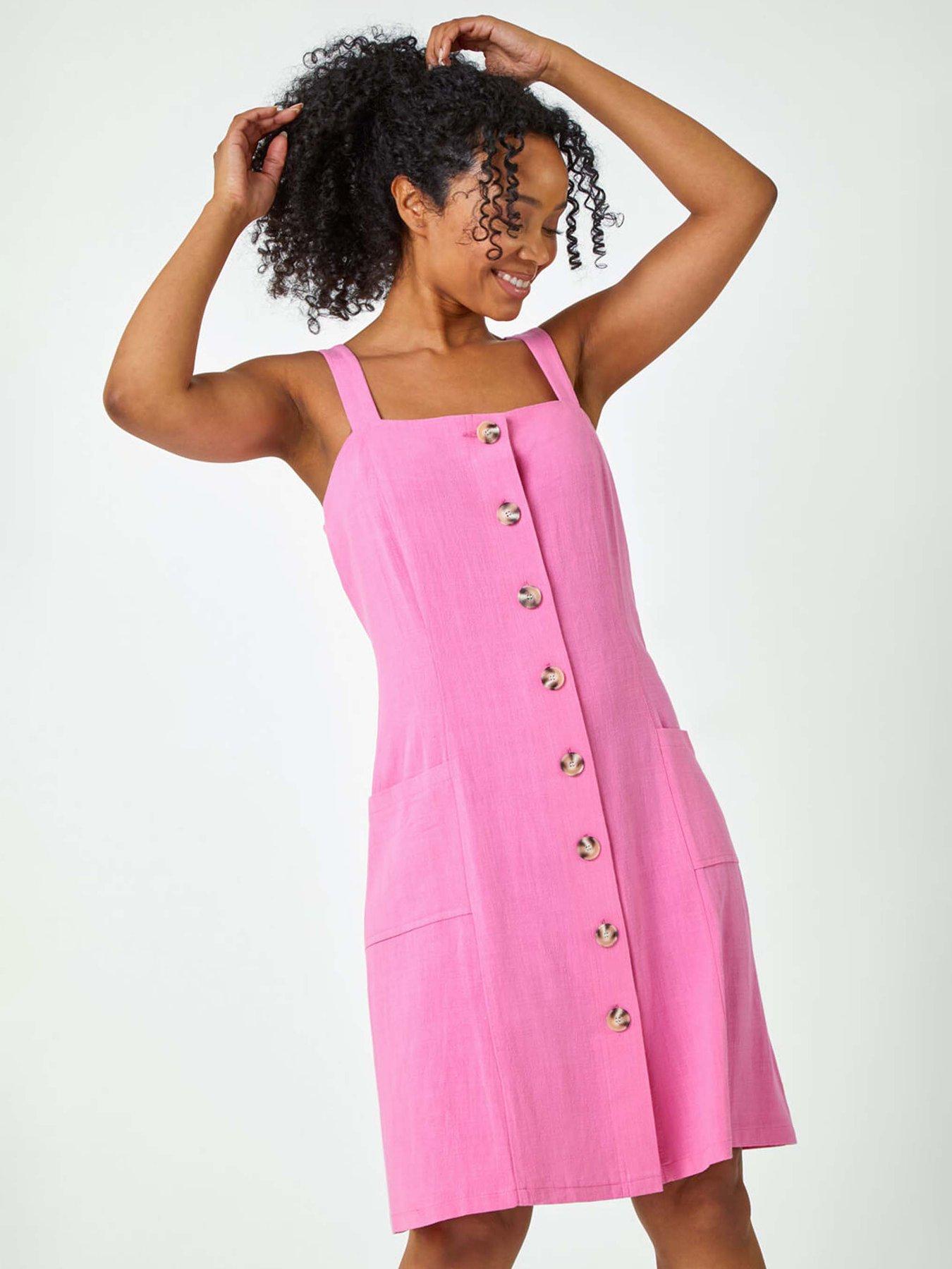  image of roman-petite-button-front-pocket-dress