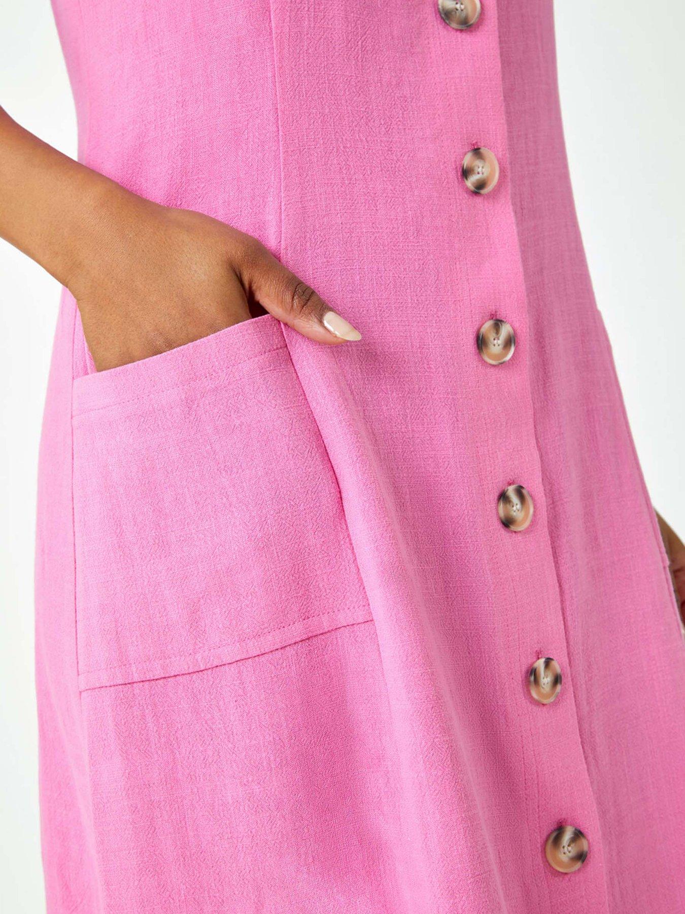  image of roman-petite-button-front-pocket-dress