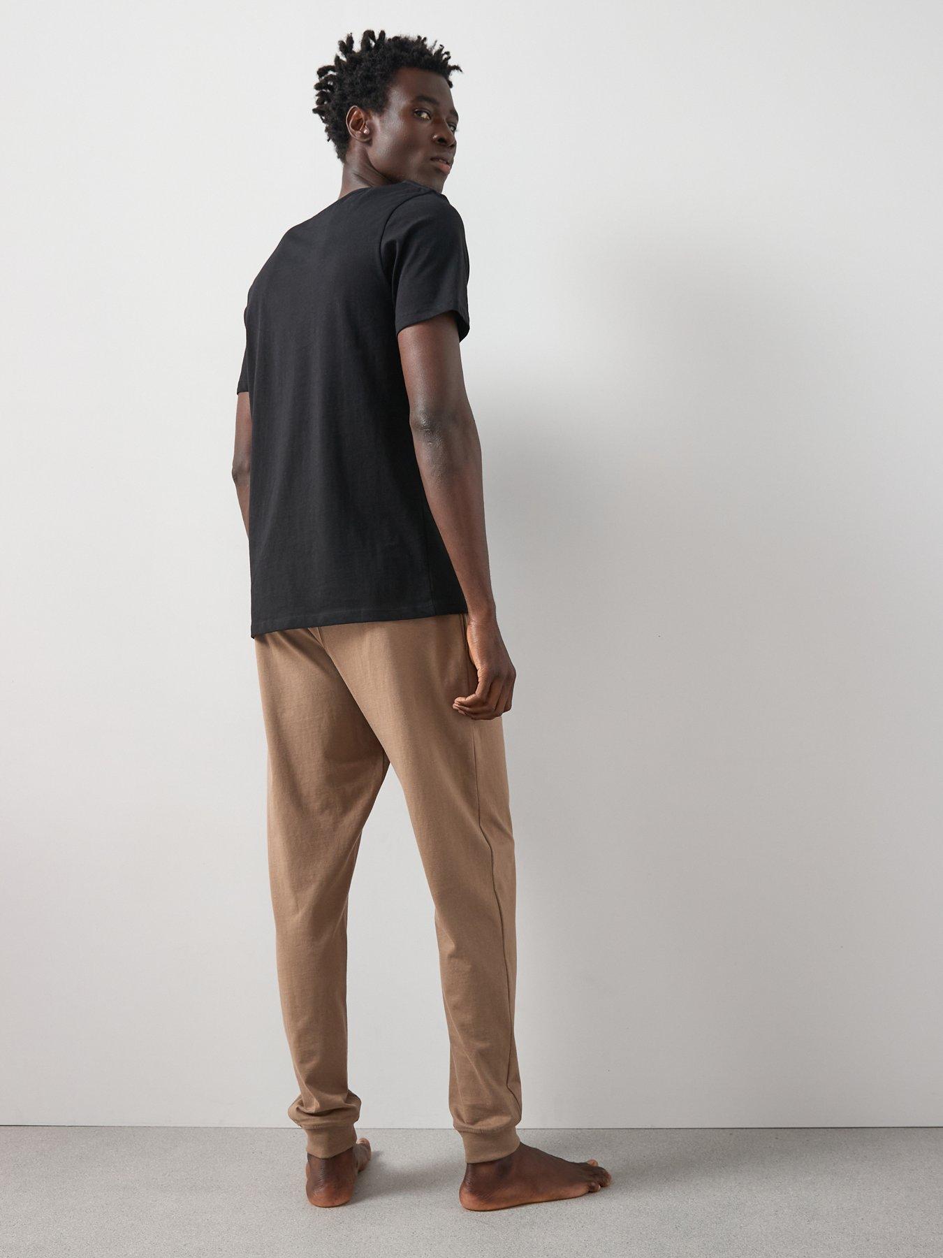 Image 2 of 6 of The Very Collection Short Sleeve T-Shirt And Jogger Pj Set - Black/Brown