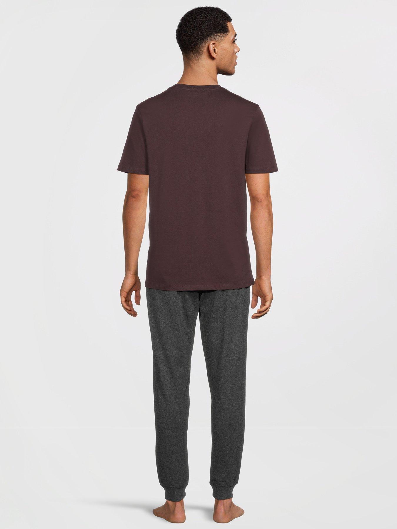 Image 3 of 6 of Very Man 2 Pack Short Sleeve T-Shirt And Jogger Pj Set - Charcoal/Navy/Burgundy - Multi