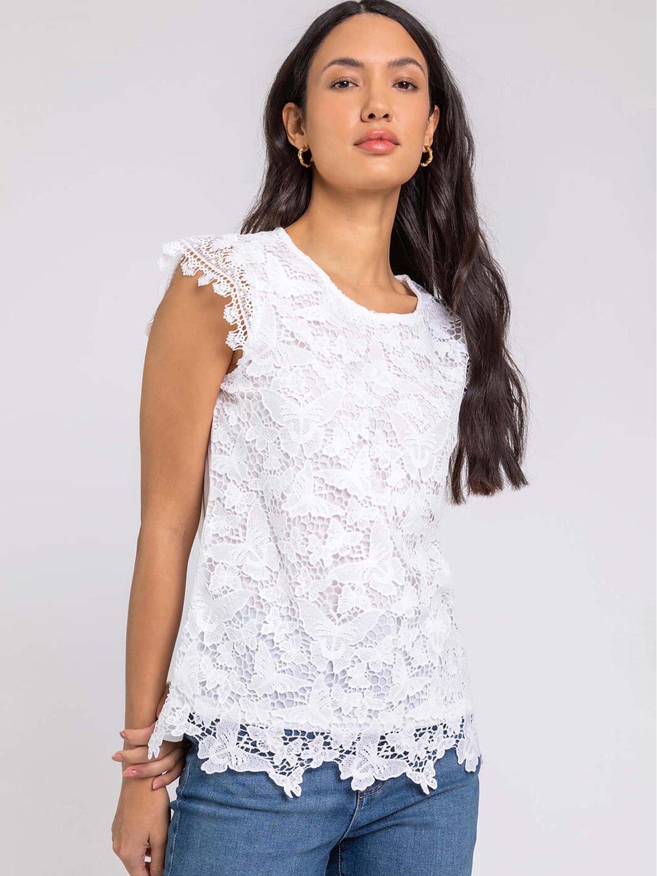  image of roman-butterfly-lace-stretch-top